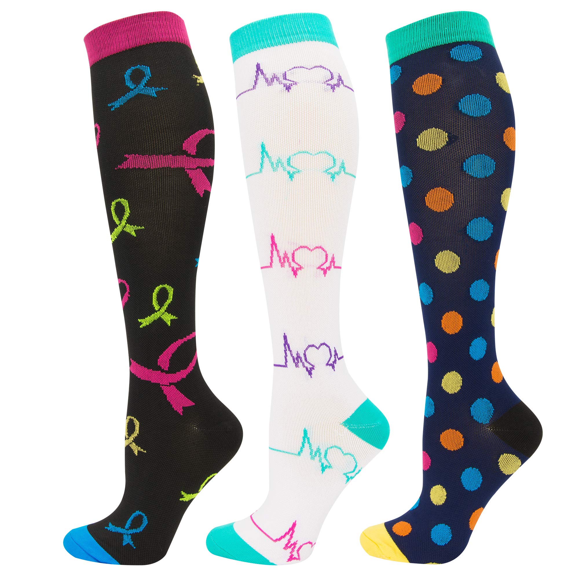 LOVINO 15-20 mmHg Knee High Compression Socks for Women - Medical, Nursing, Sports & Travel - Improves Circulation & Reduces Swelling (3/5/7 Pairs) - Perfect for Long Shifts, Workouts & Flights