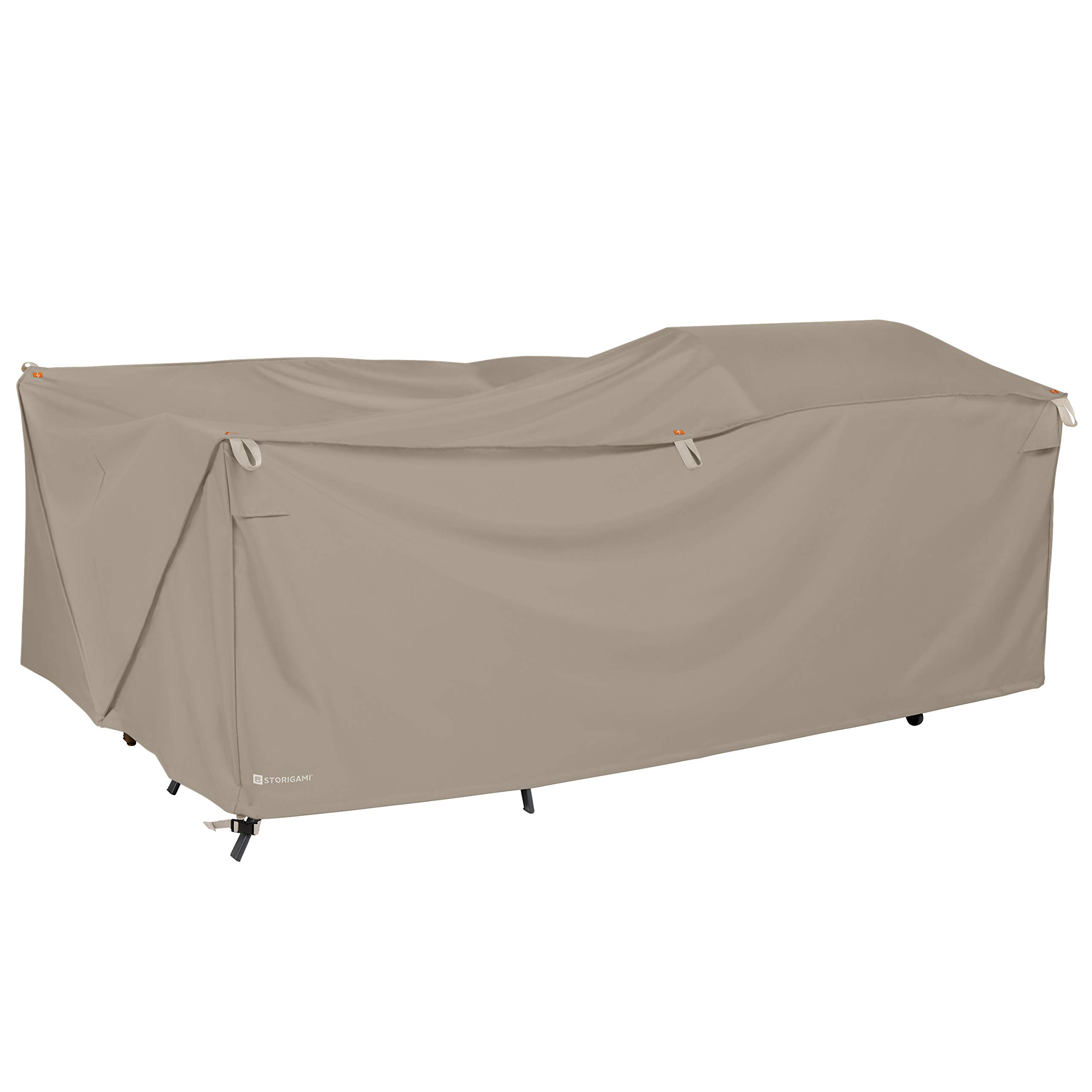 Storigami 140-Inch Water-Resistant Patio Furniture Cover – Easy Fold, Goat Tan – Outdoor Sofa & Chair Protector for Rain, Snow & UV Protection | Perfect for Decks, Gardens & Poolside