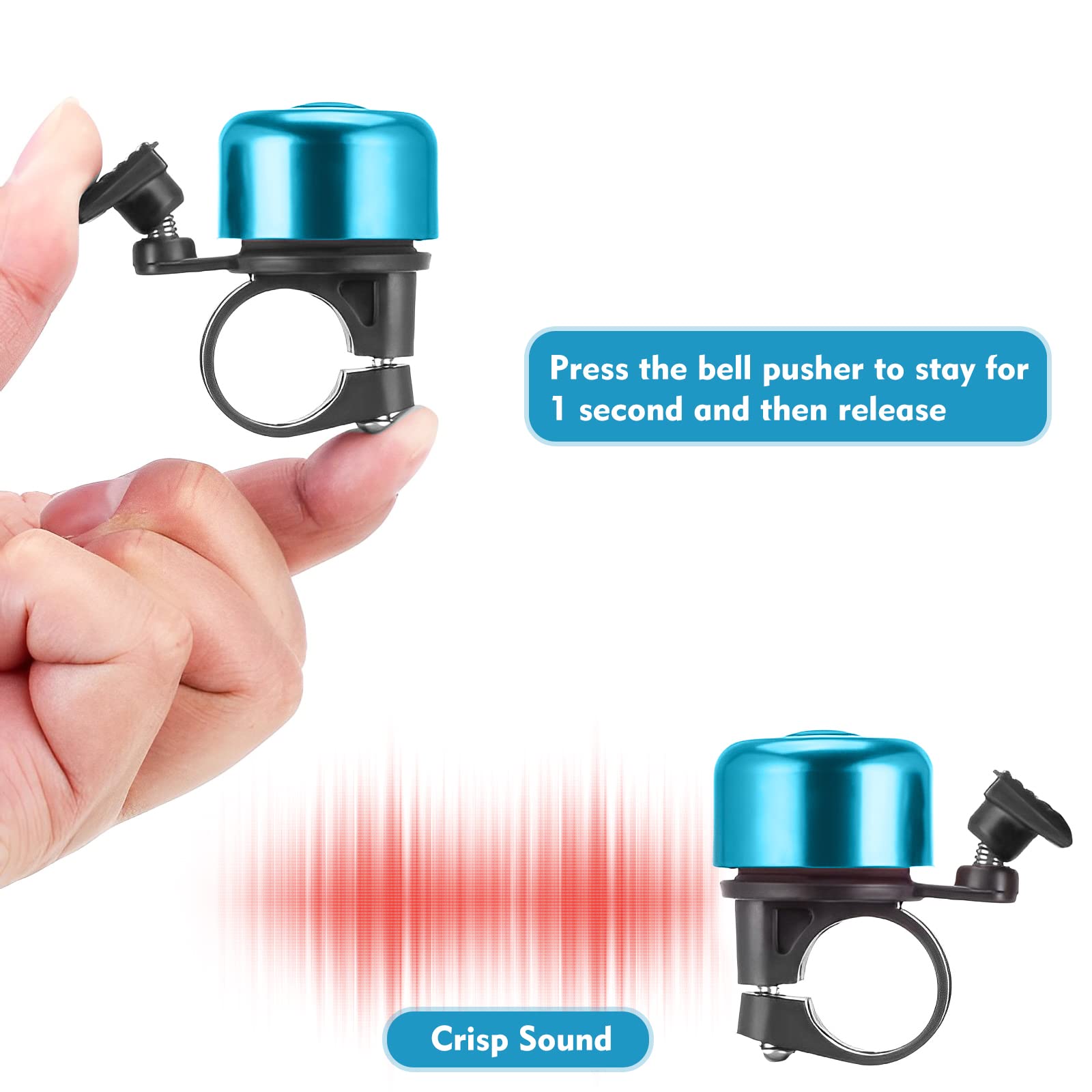 2 Pack Aluminum Bike Bell - Loud & Clear Bicycle Bell for Adults, Kids, Teens - Right/Left Hand Use for City & Mountain Bikes - Perfect for Commuting, Cycling Safety & Outdoor Adventures