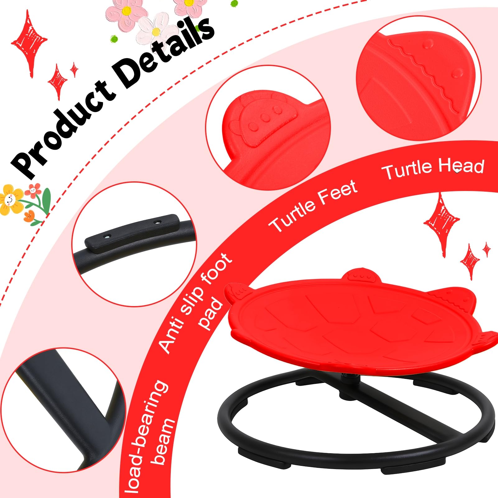 Autism Sensory Swivel Chair for Kids - Spinning Carousel Chair with Turtle Back Design to Improve Body Coordination - Perfect for Sensory Therapy, ADHD & Autism Support at Home or School