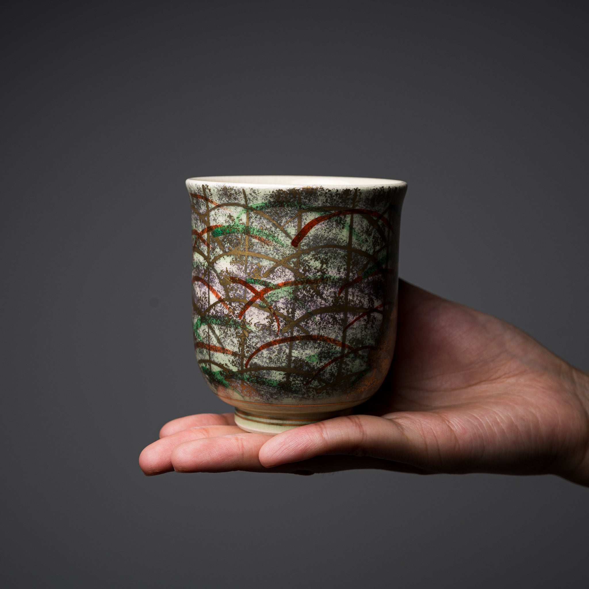 Handmade Kyoto Kiyomizu Ware Bokashi Musashino Pair Tea Cups - Authentic Japanese Ceramic for Matcha, Sencha & Daily Tea Ceremony - Perfect Gift for Tea Lovers & Home Decor