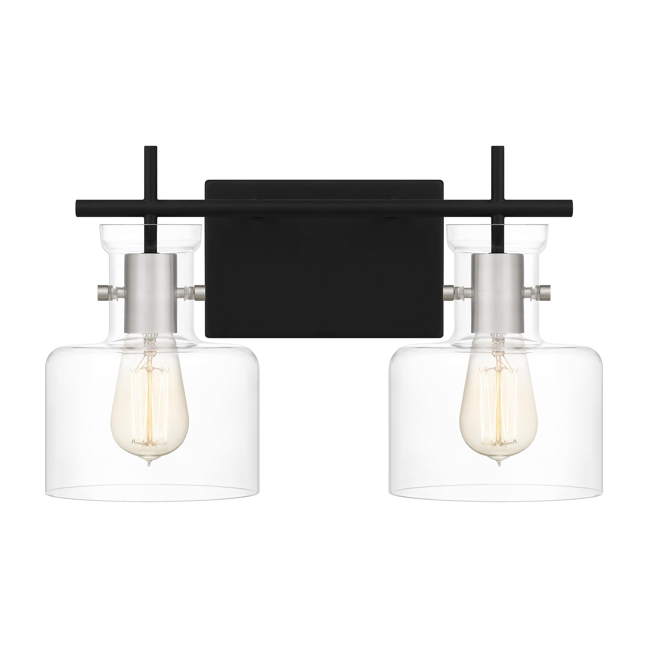 Quoizel Pensbury 2-Light Matte Black Bathroom Vanity Light - Perfect for Modern Bathroom, Bedroom, or Dressing Room Lighting