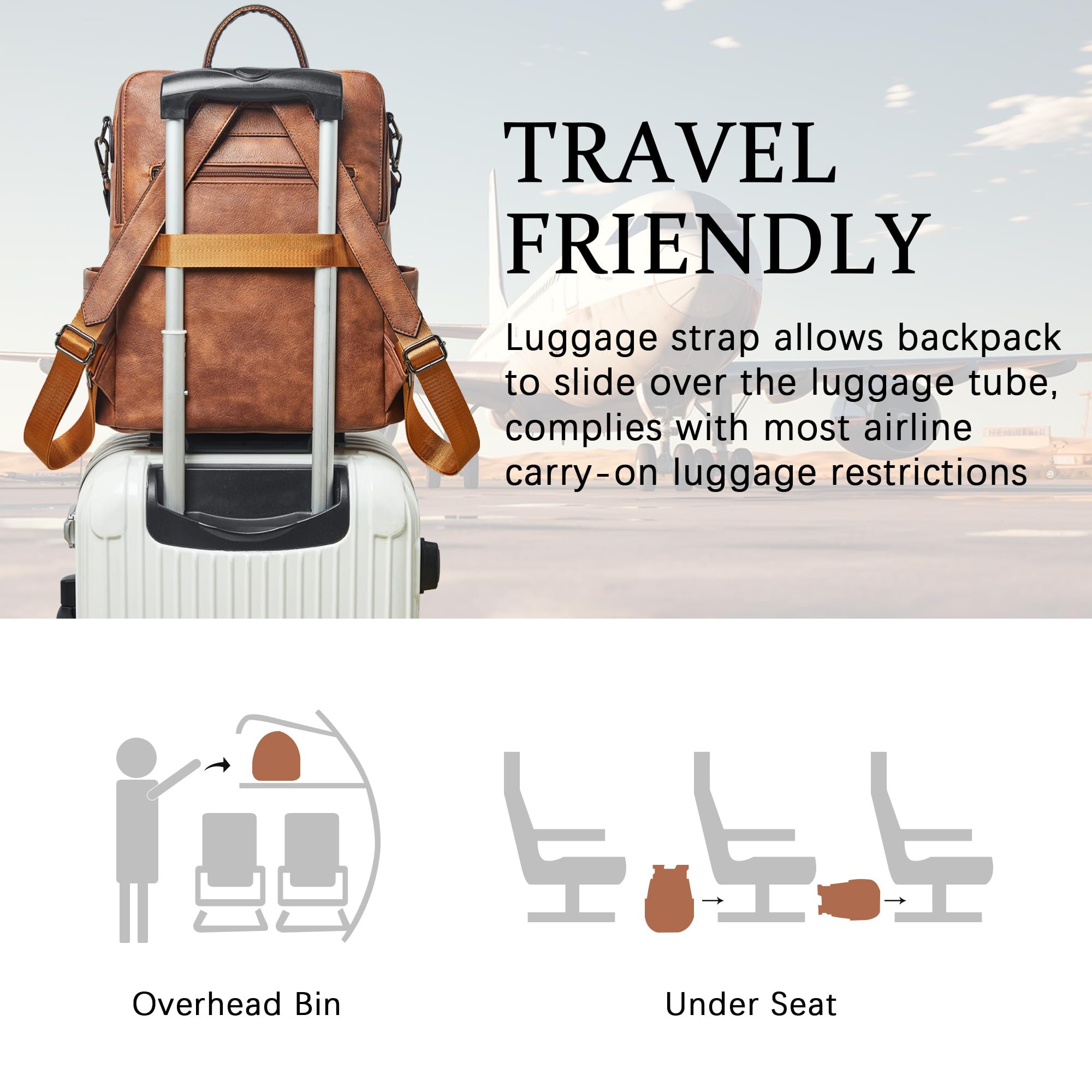 Shrrie Vegan Leather Laptop Backpack for Women - 15.6 Inch Waterproof Work Backpack, Stylish Travel Backpack Purse for College, Business & Commuting - Perfect for Office, School & Airplane Travel