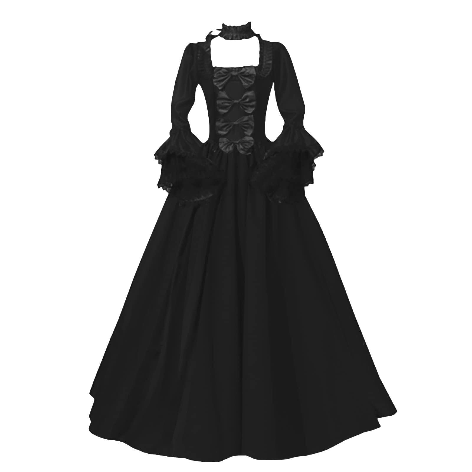 Febecool Women's Vintage Retro Gothic Hooded Long Sleeve Dress - Autumn Winter Long Gown for Casual, Party & Halloween Outfits