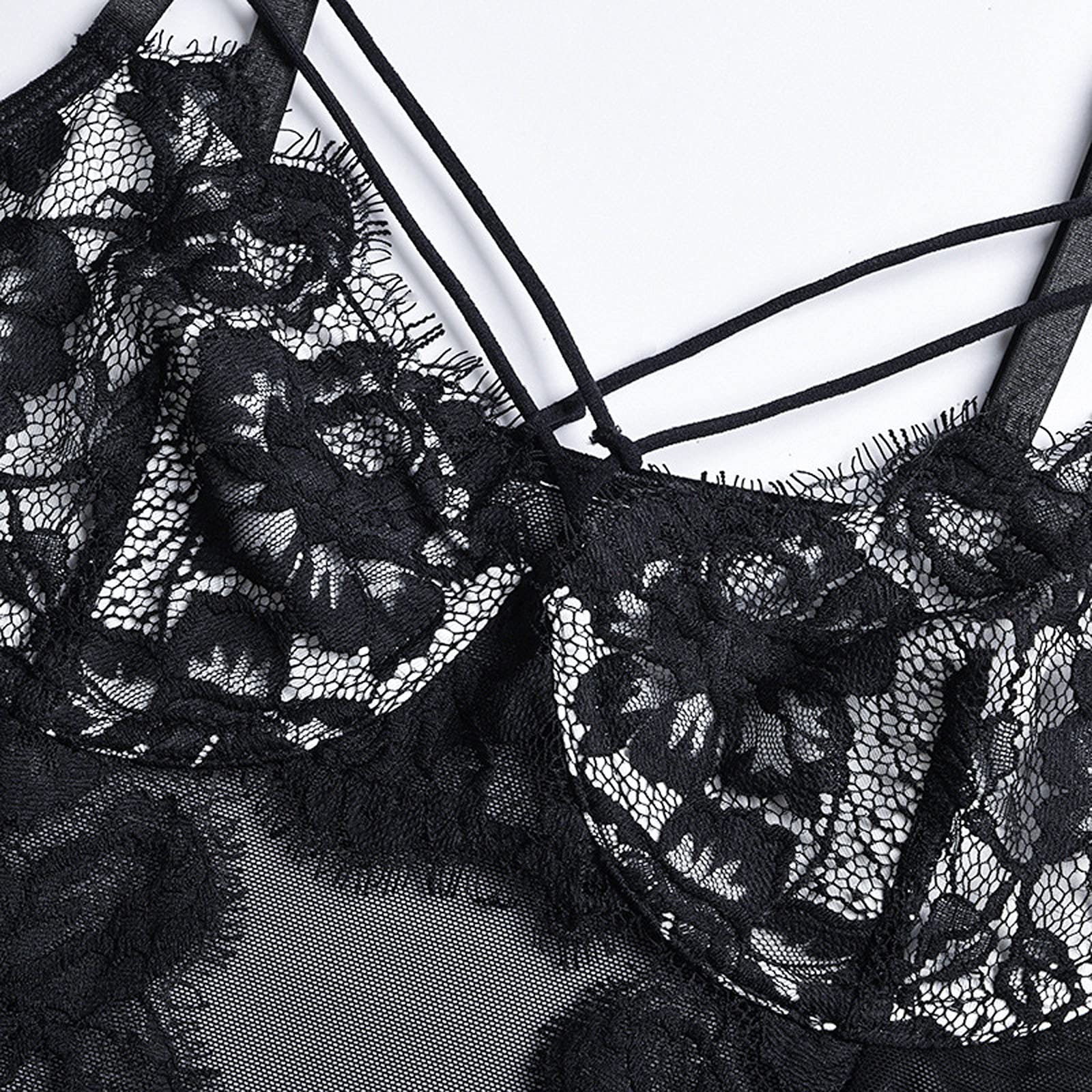 Sexy Lace Bodysuit for Women - Snap Crotch Lingerie Teddy with Ruffles | One Piece Jumpsuit for Date Night, Boudoir & Romantic Occasions