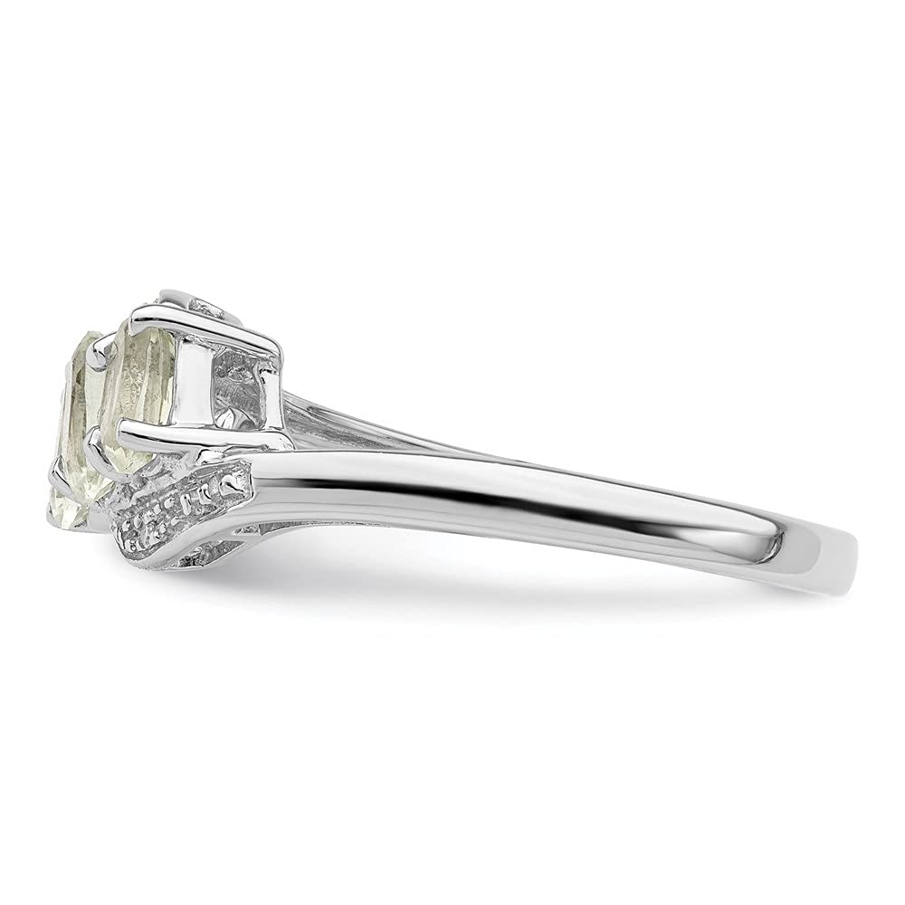 0.64ct Oval Cut Prasiolite & Diamond Accent Engagement Ring for Women - 925 Sterling Silver Wedding Band, Promise Ring, Anniversary Gift - Perfect for Proposals, Valentine's Day & Special Occasions