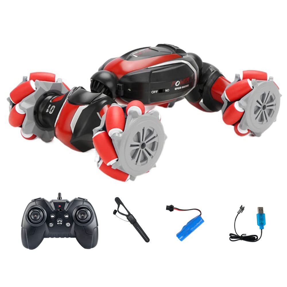 HDZXC 4WD RC Stunt Car with Gesture Sensor Remote Control - 360° Flips & Drift Off-Road Vehicle, Double Sided Rotating Crawler with LED Lights & Music - Best Gift for Boys & Girls Ages 6+ - Perfect for Indoor Play, Backyard Racing & Birthday Parties