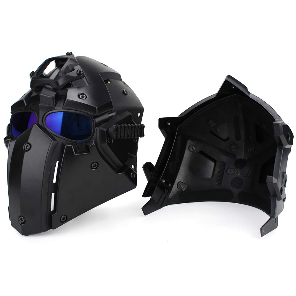 iMeshbean Tactical Full Face Protective Mask with Visor & Goggles - Airsoft Helmet for Hunting, Paintball, Cosplay & Movie Props - Ideal for Outdoor Sports, Military Simulation & Costume Events