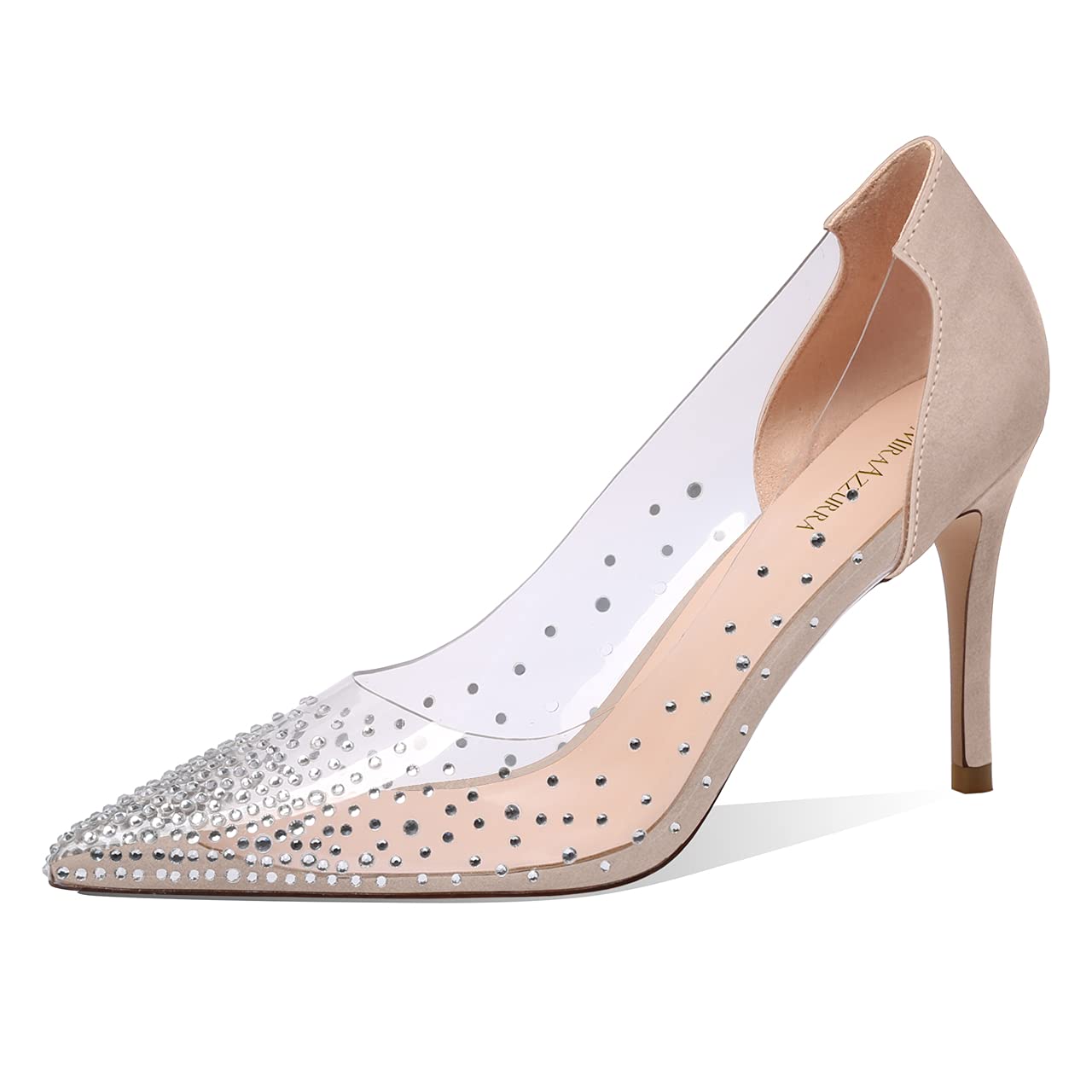 MIRAAZZURRA Women's Clear Heels - Rhinestone Stiletto Pumps with Pointed Toe | PVC Transparent High Heels for Wedding, Party & Evening Dress Shoes | Perfect for Bridal, Prom & Special Occasions