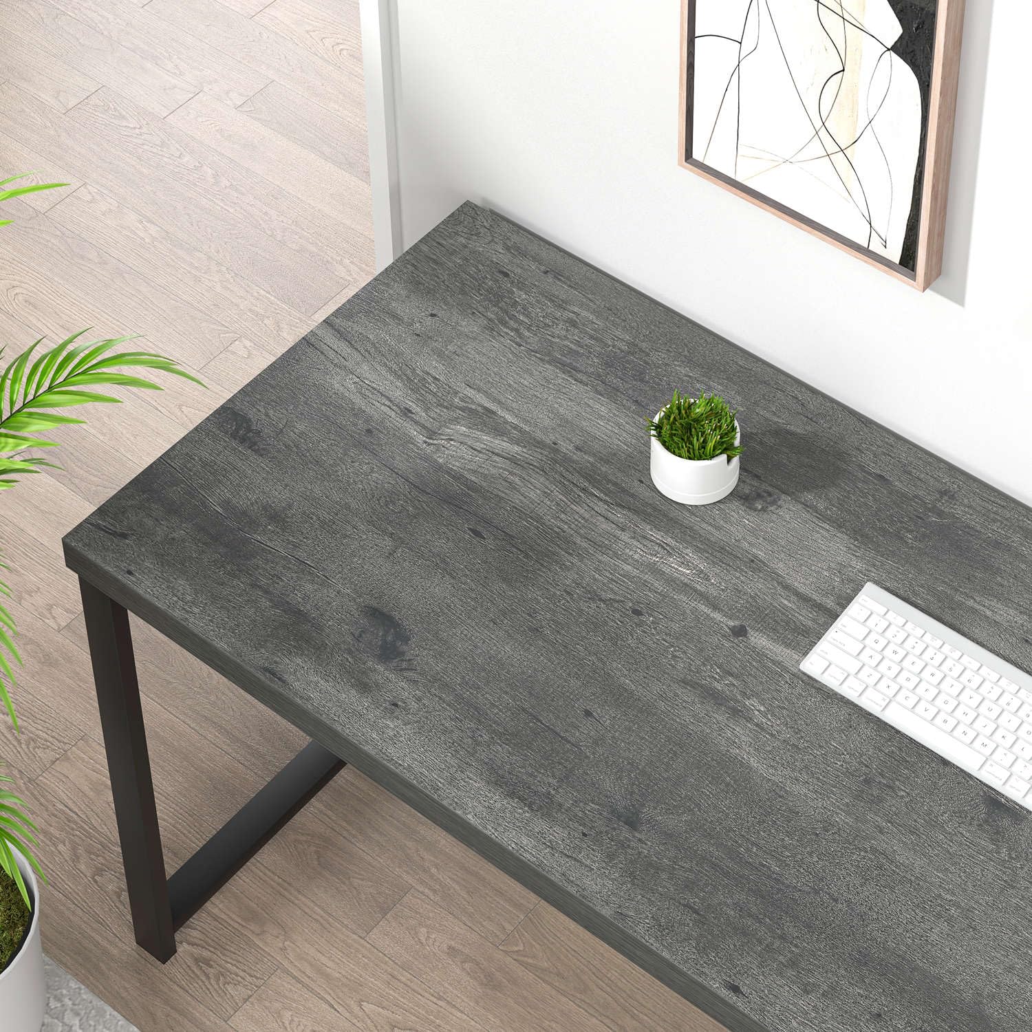EXCEFUR 53 Inch Industrial Computer Desk with Storage Shelves - Sturdy Wood Study Writing Table for Home Office, Bedroom & Living Room - Grey | Perfect for Remote Work, Gaming & Study Spaces