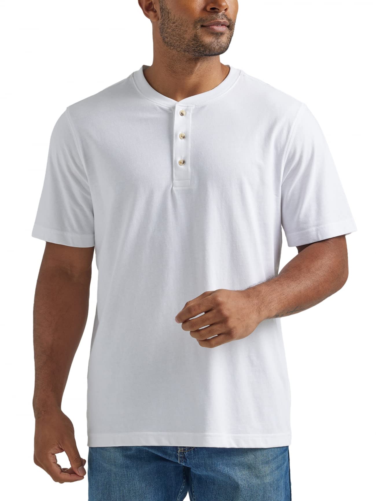 Wrangler Authentics Men's Short Sleeve Henley T-Shirt - Comfortable Casual Cotton Top for Everyday Wear, Outdoor Activities & Layering