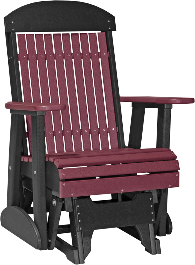 LuxCraft 2-Foot Classic Wooden Porch Glider Swing - Outdoor Patio Furniture for Relaxing in Garden, Deck, or Backyard