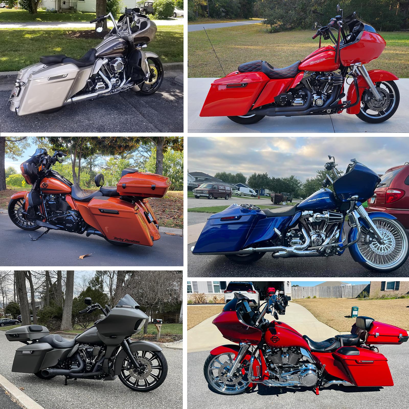 Moto Onfire Extended ABS Side Covers & Stretched Side Panels for Harley Touring (2014-2020) - Compatible with Street Glide, Road Glide Special - Wicked Red Denim - Enhance Motorcycle Aesthetics & Protection for Long Rides