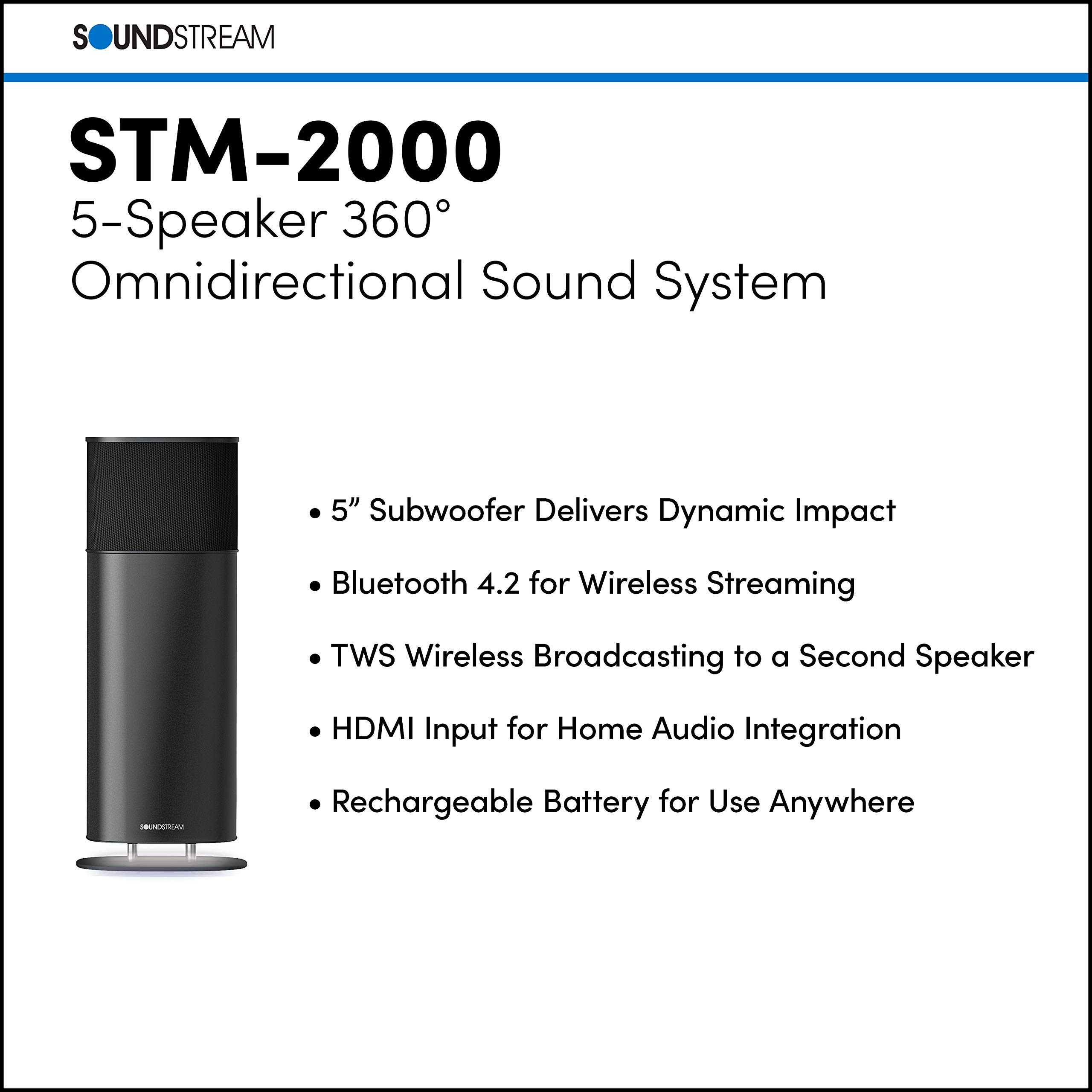 Soundstream Sound Tower Portable Bluetooth Speaker - Medium Size Wireless Speaker with Powerful Bass, Long Battery Life & Waterproof Design for Outdoor, Travel, Parties & Home Use