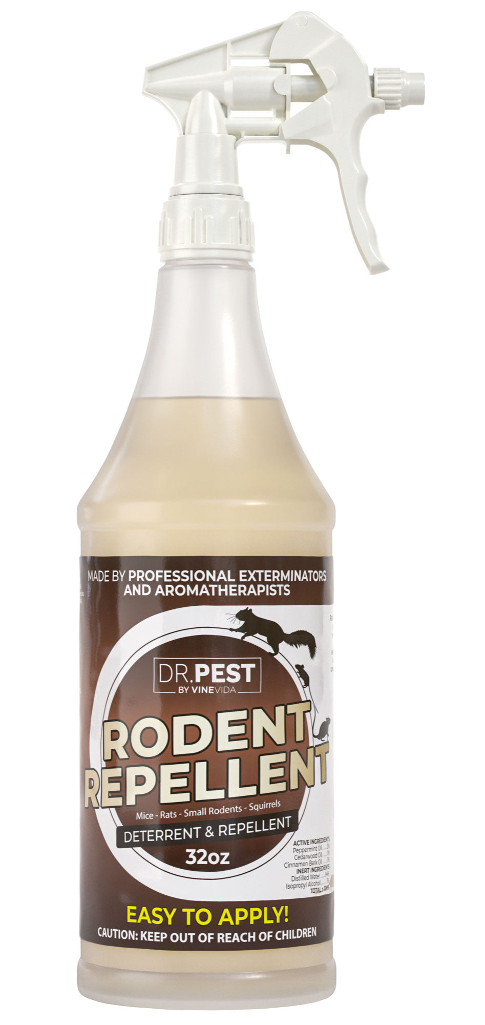 Natural Rodent Repellent Spray - Safe & Effective Mouse & Rat Deterrent for Home, Garage & Garden - Peppermint Oil Pest Control Solution for Indoor & Outdoor Use