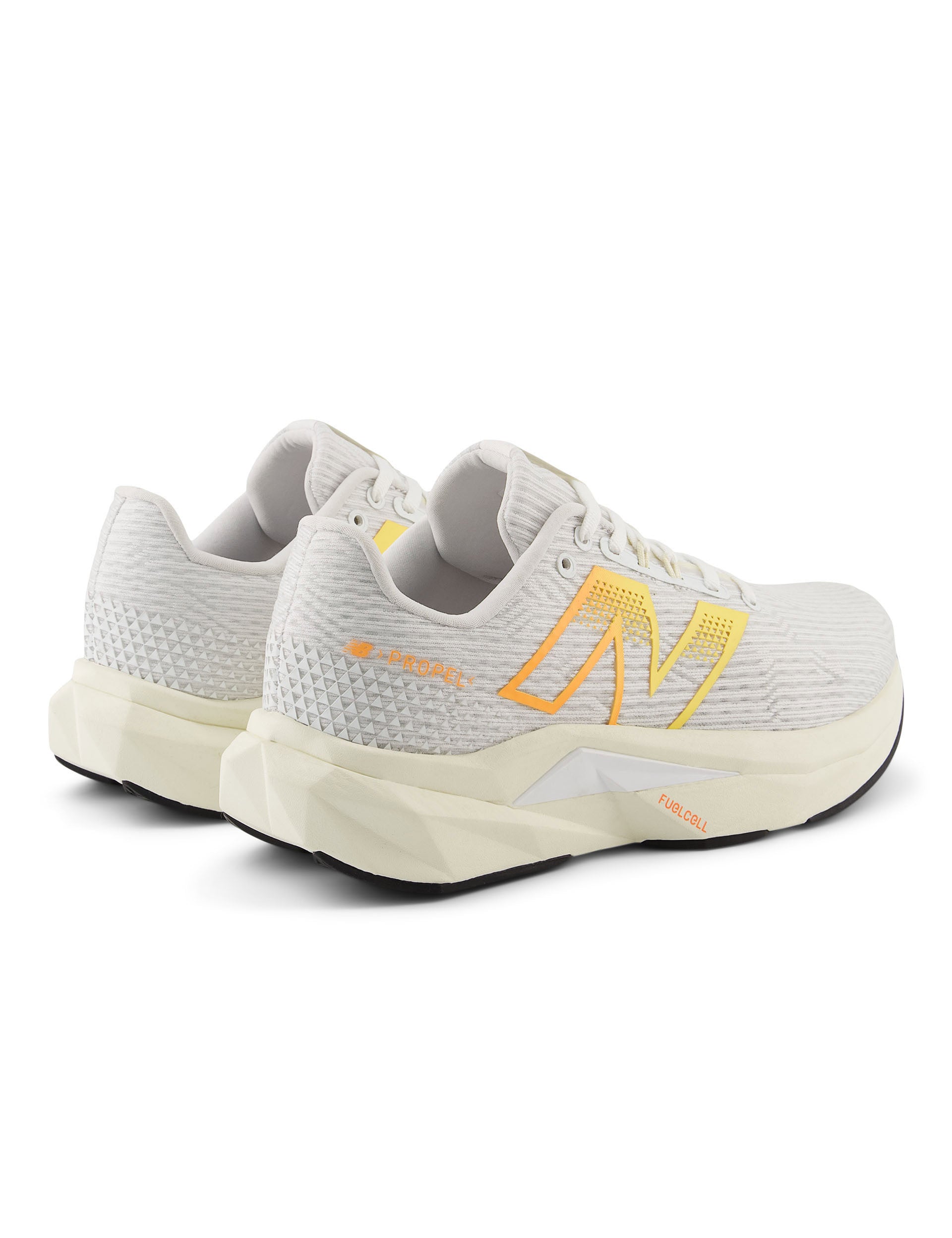 FuelCell Propel v5 Running Shoes - White/Mango - Lightweight & Responsive for Men & Women - Perfect for Road Running, Training & Gym Workouts