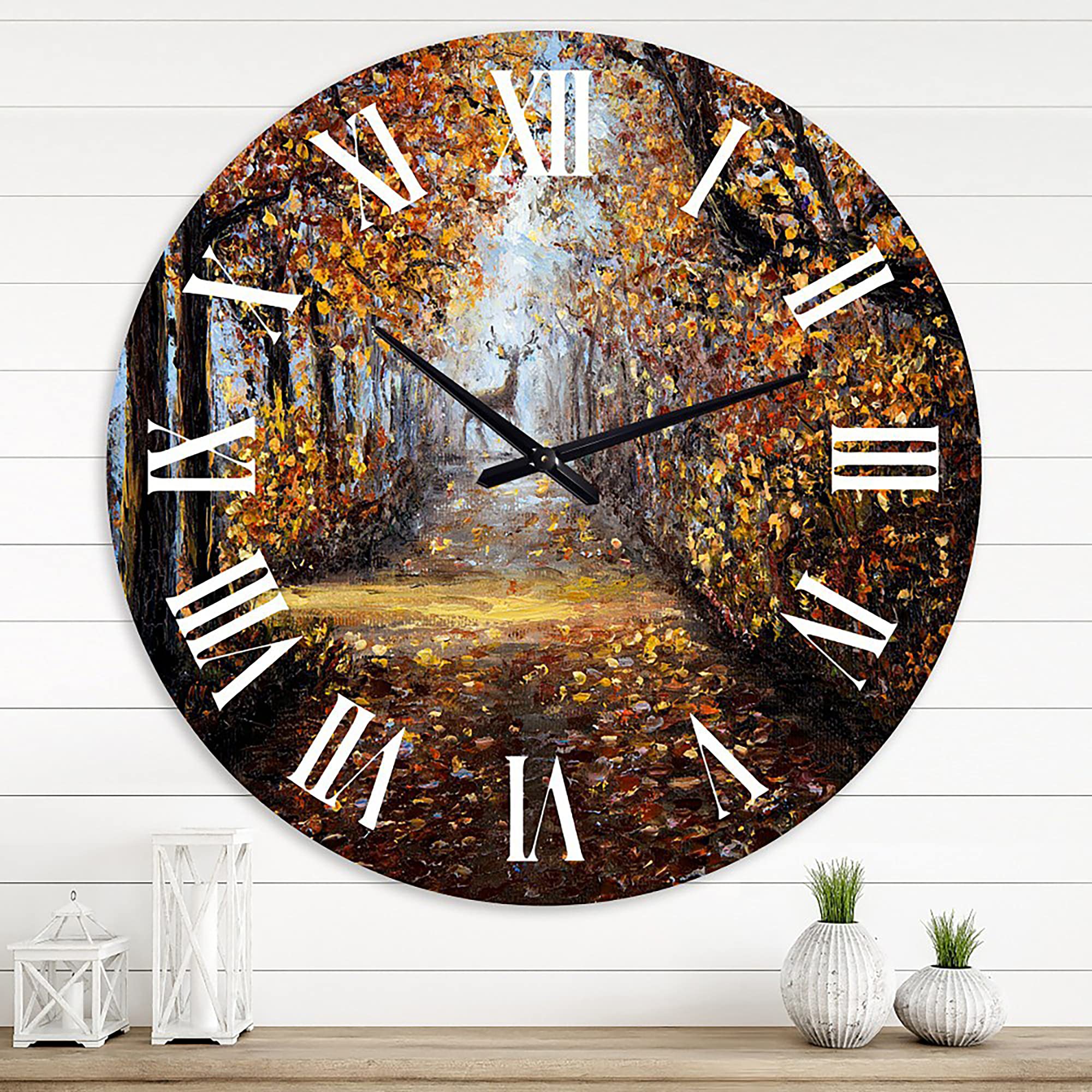 Lake House Wall Clock 'Deer in The Park' - Large Nature Landscape Wall Clock for Home & Office Decor - Perfect for Living Room, Bedroom, and Cabin Wall Art