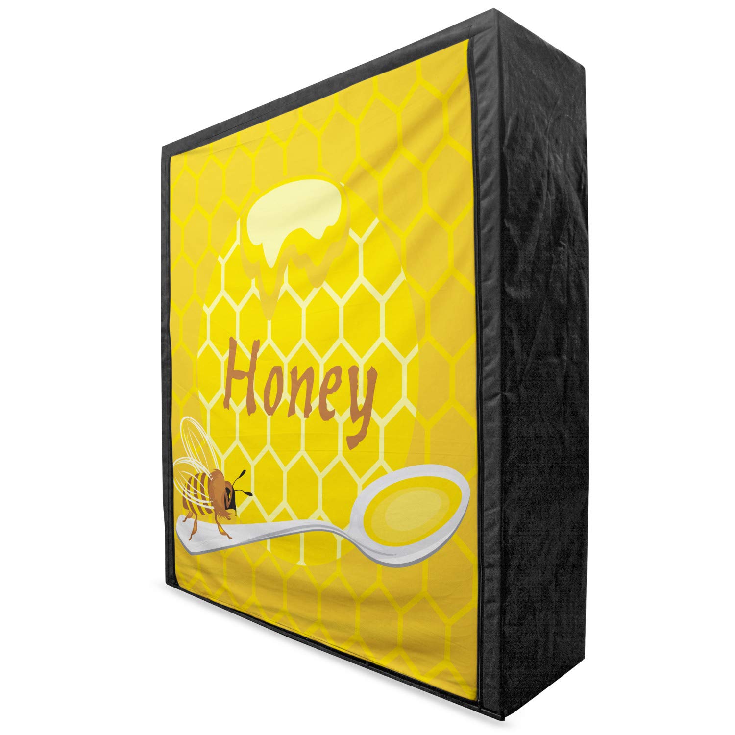 Ambesonne Honeycomb Portable Fabric Wardrobe - Bee & Honey Spoon Geometric Pattern Closet Organizer with Shelves, 59