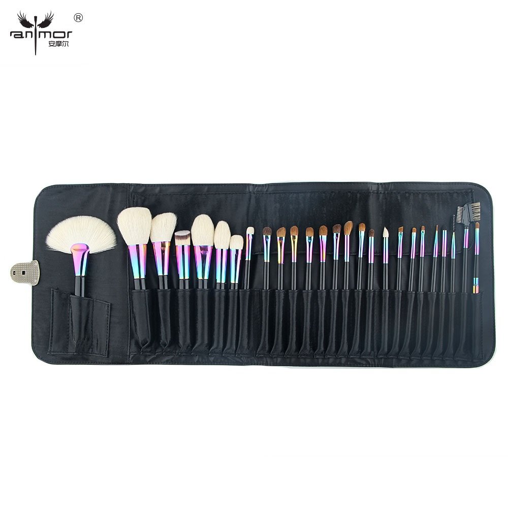 Anmor 26-Piece Professional Natural Hair Makeup Brush Set with Black Travel Case - Perfect for Makeup Artists & Beginners (CFCB-YF26) | Ideal for Home, Salon & On-the-Go Makeup Application