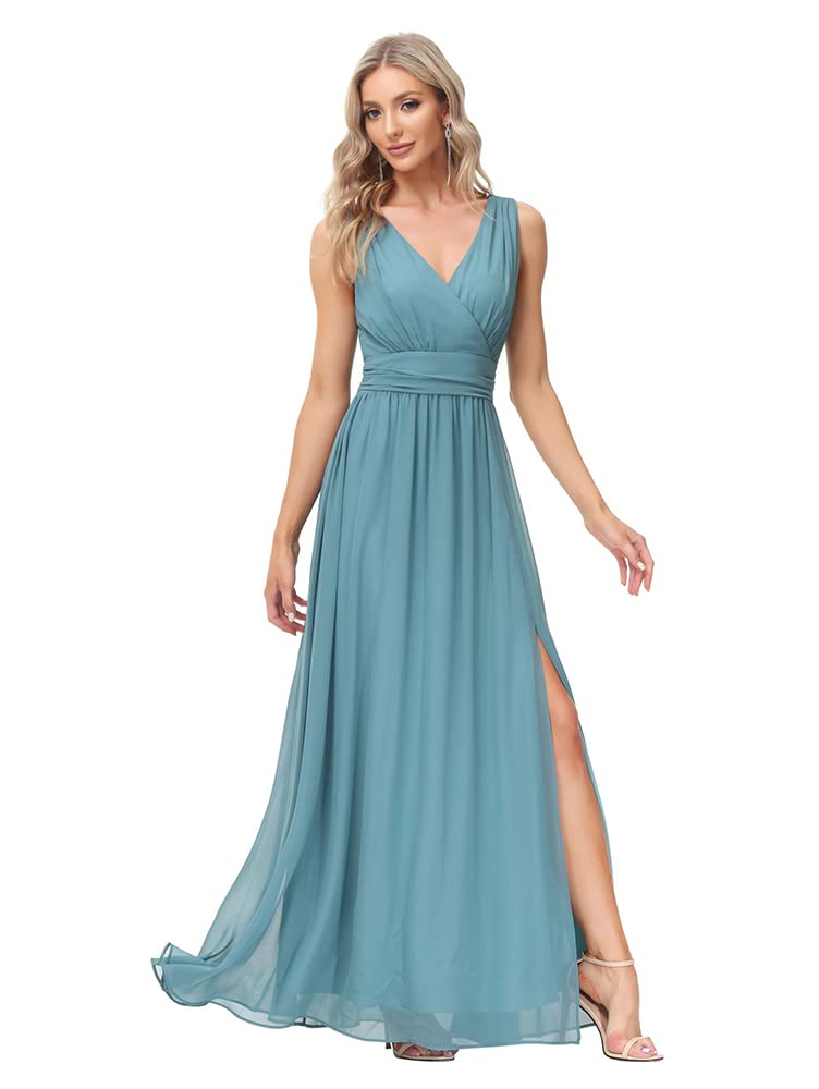 Elegant Sleeveless V-Neck Chiffon Maxi Dress for Semi-Formal Evening Parties - Perfect for Cocktail Events, Wedding Guest Outfits & Special Occasions