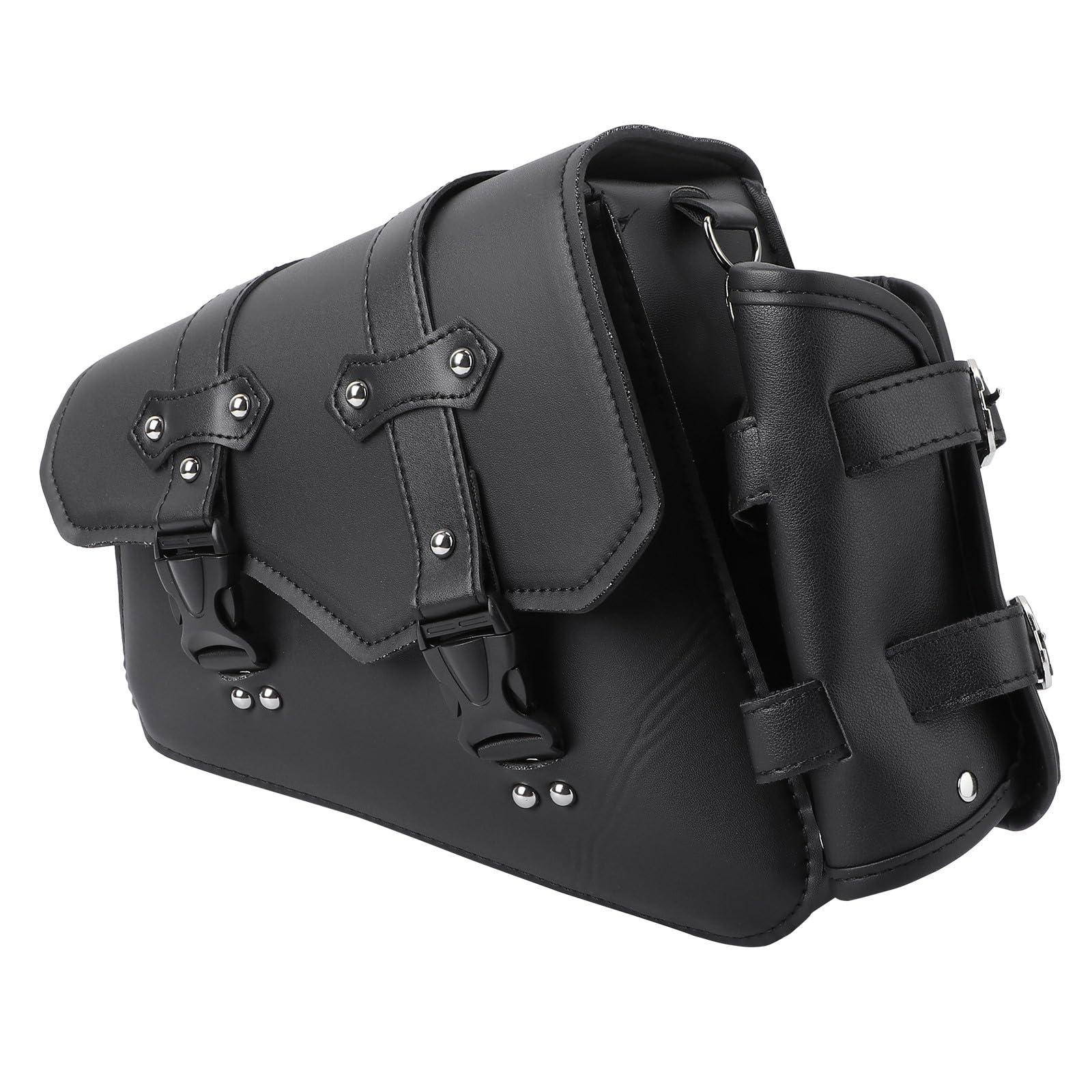 Garneck Motorcycle Swingarm Bag with Metal Buckle - Left Side Quick Release Black Storage Pouch for Harley Sportster, Night Rod & Shadow - Perfect for Road Trips & Daily Commuting
