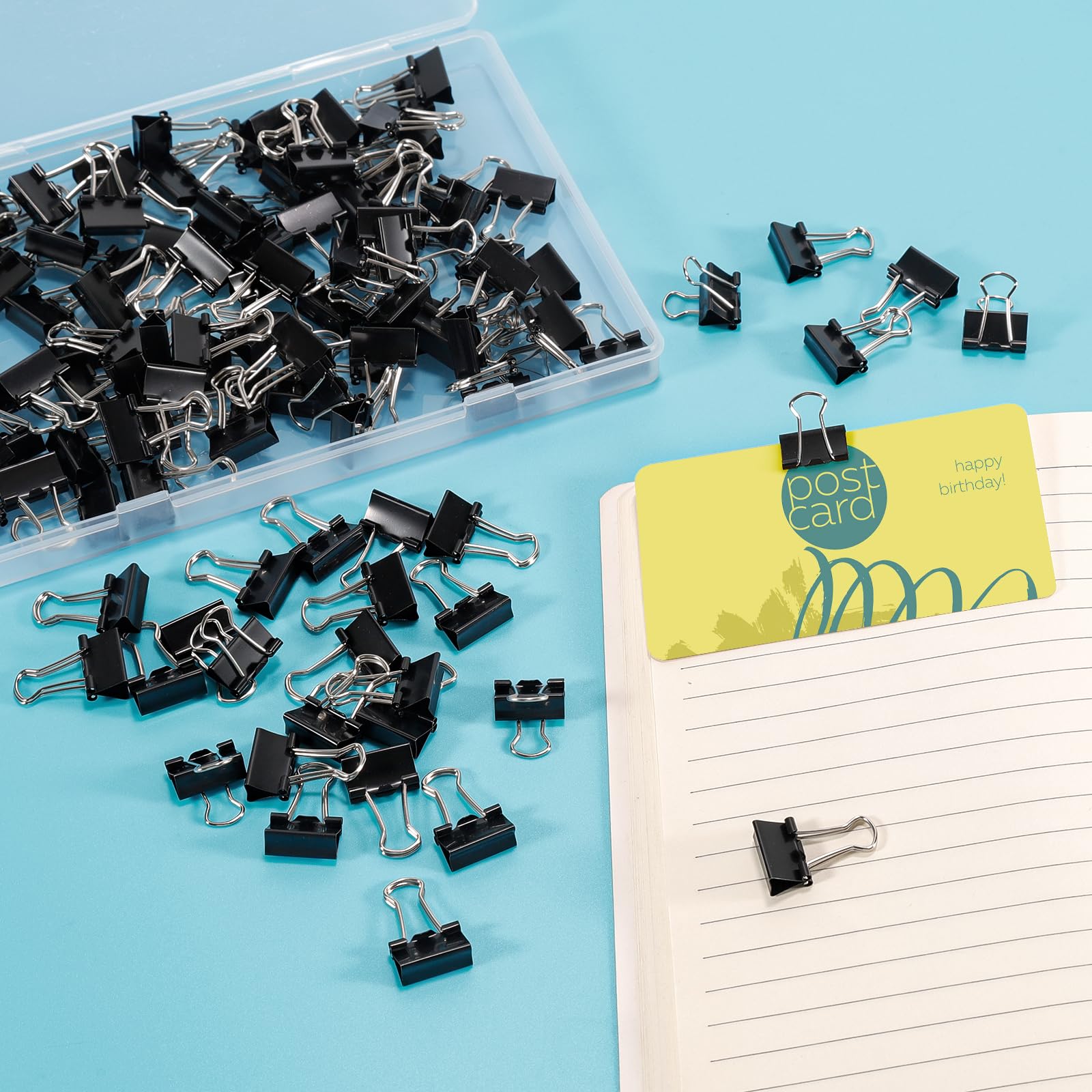 Ufmarine 120 Pcs Mini Binder Clips - Small Black 15mm Paper Clips for Office, School & Home Organization | Perfect for Documents, Photos & Craft Projects