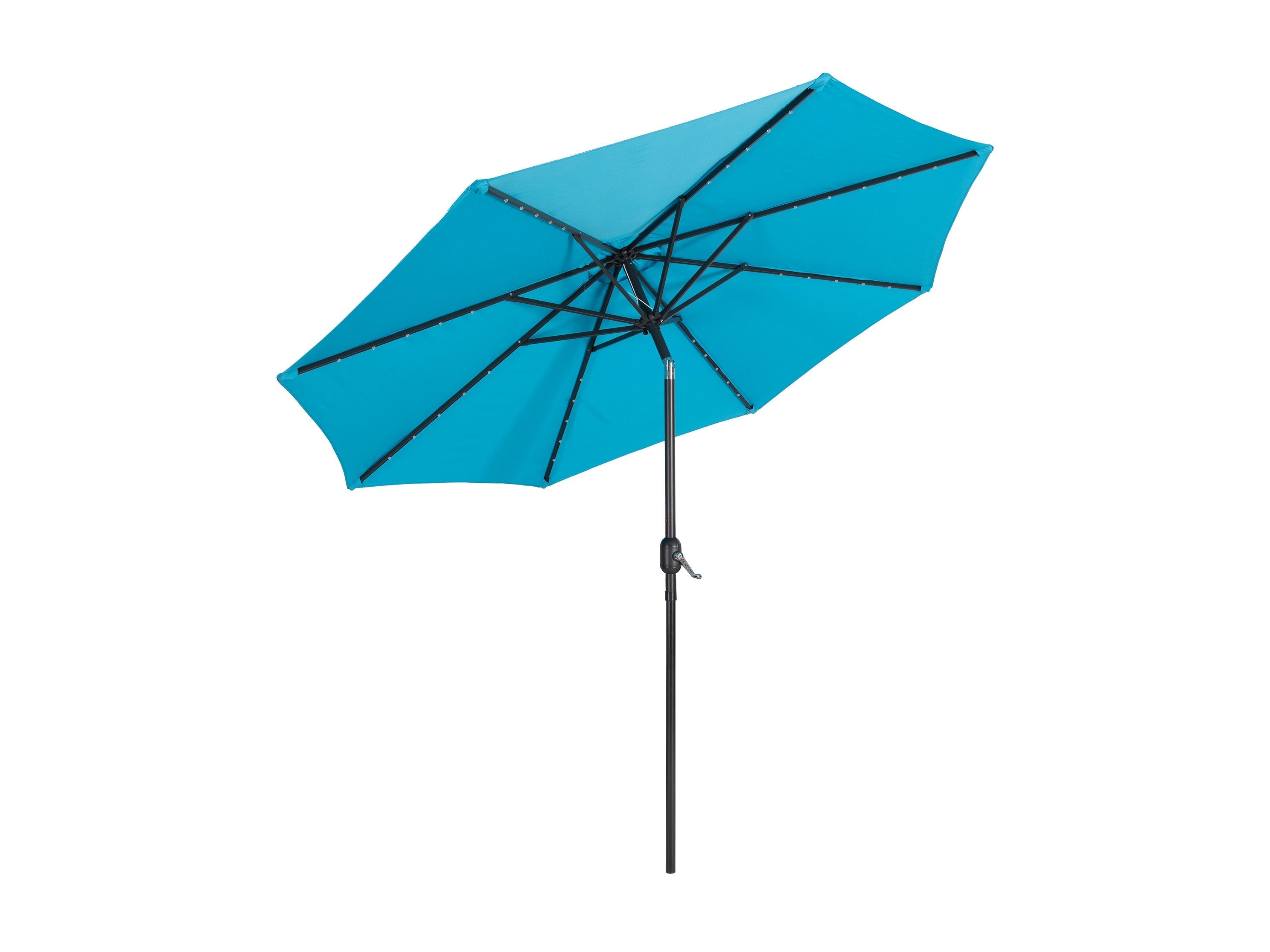 9ft Sky Blue Patio Umbrella with LED Lights - Outdoor Cantilever Umbrella for Garden, Poolside, and Backyard - Waterproof & Windproof Sun Shade for Patio Furniture