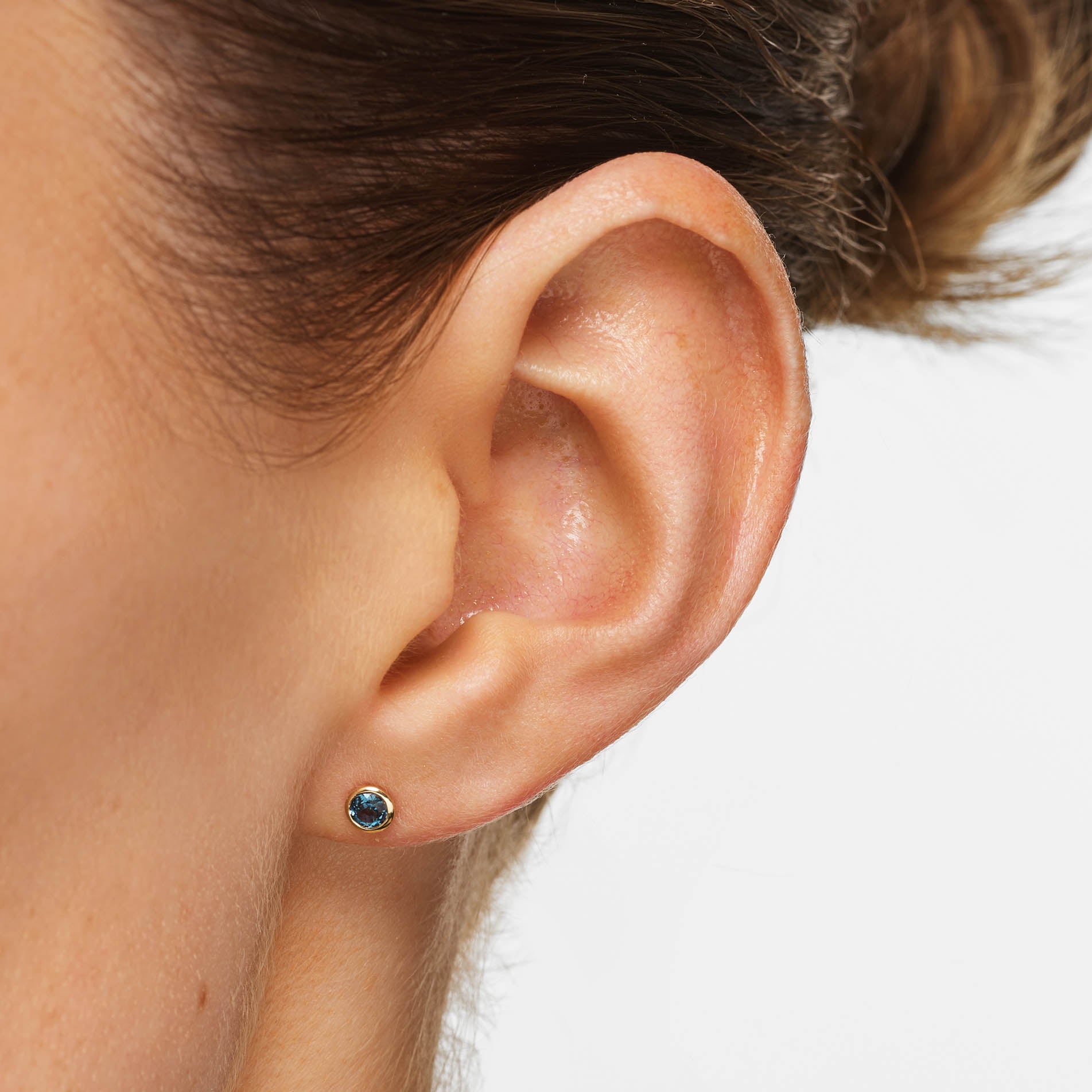 10k Gold Blue Topaz Bezel Stud Earrings - Elegant Jewelry for Women, Perfect for Weddings, Parties & Everyday Wear