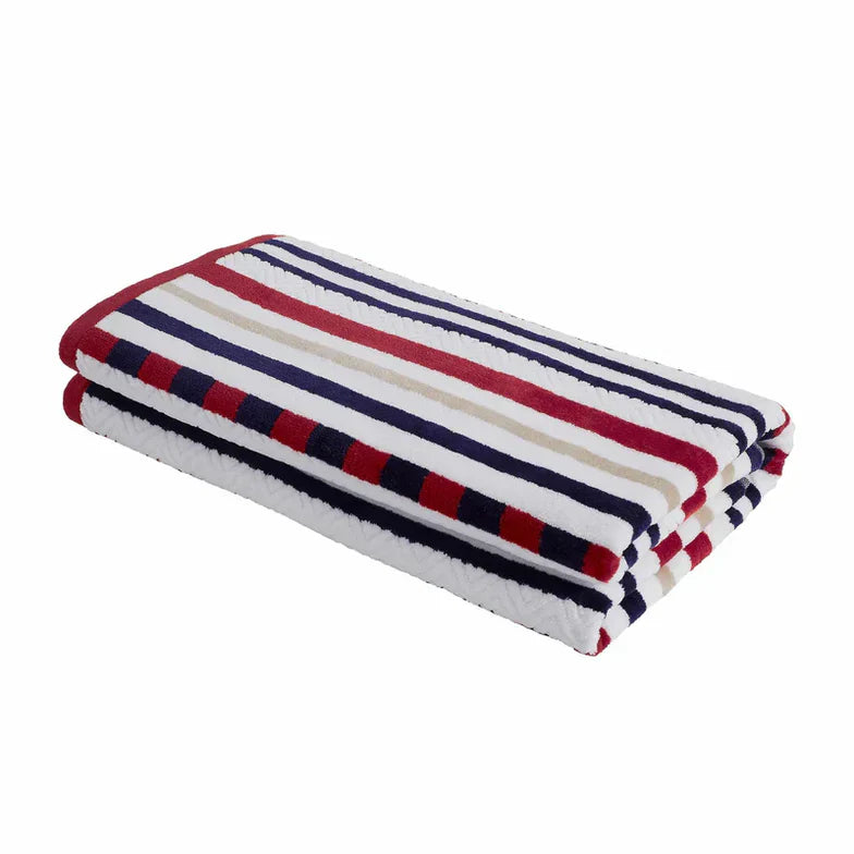 Premium 4-Piece Cotton Oversized Striped Beach Towel Set - Soft, Absorbent & Quick-Drying for Pool, Beach, Yoga & Gym Use