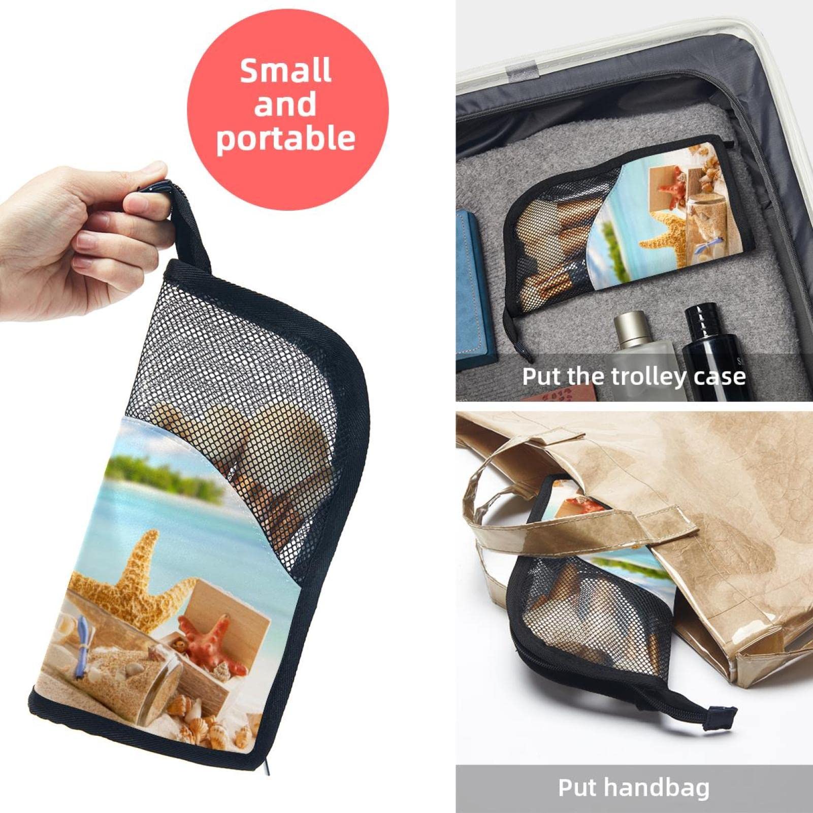 Portable Makeup Brush Organizer Bag with 12 Slots - Tropical Beach Design, Travel-Friendly Cosmetic Brush Holder Case for Makeup Artists & On-the-Go Beauty Essentials