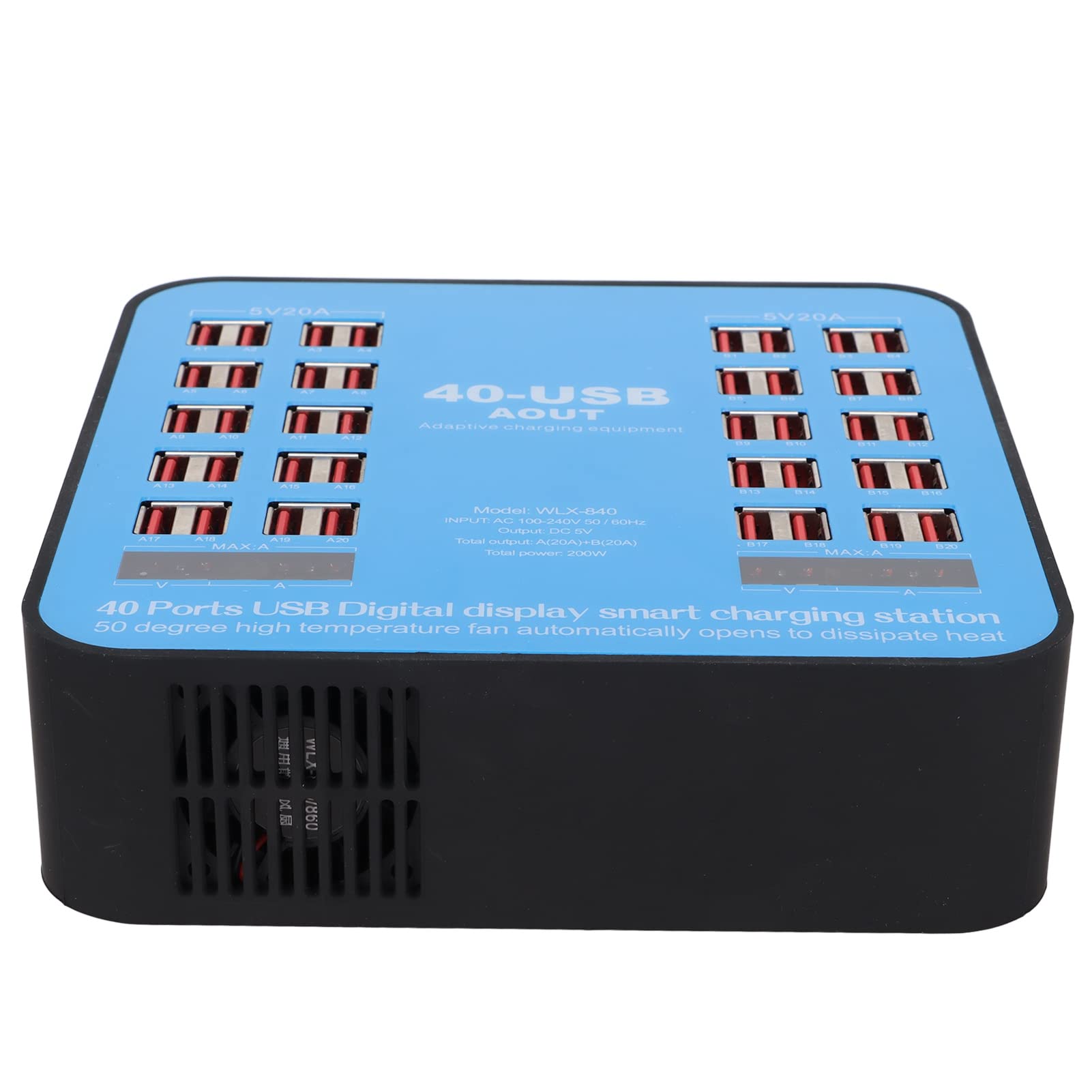 40-Port 200W USB Charging Station - Fast Multi-Device Charger Hub for Smartphones, Tablets & Laptops - Perfect for Offices, Schools, and Homes