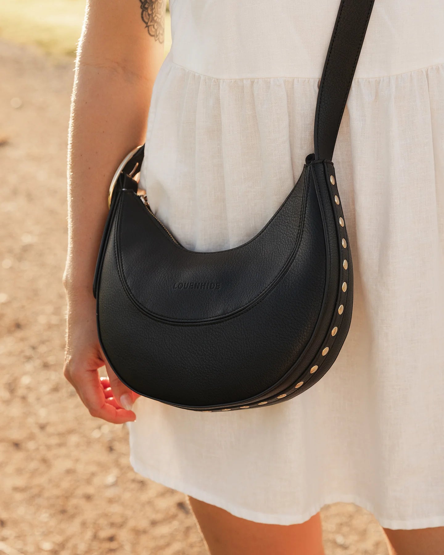 Louenhide Lane Crossbody Bag for Women - Stylish Black Leather Shoulder Purse - Perfect for Work, Travel & Everyday Use