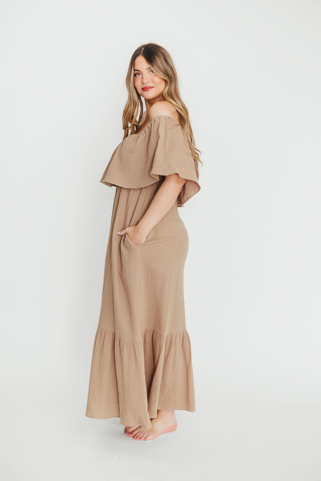 Josie 100% Cotton Maxi Dress in Dry Thyme - Bump & Nursing Friendly Maternity Dress for Pregnancy & Breastfeeding | Perfect for Casual Outings, Beach Vacations & Summer Wear