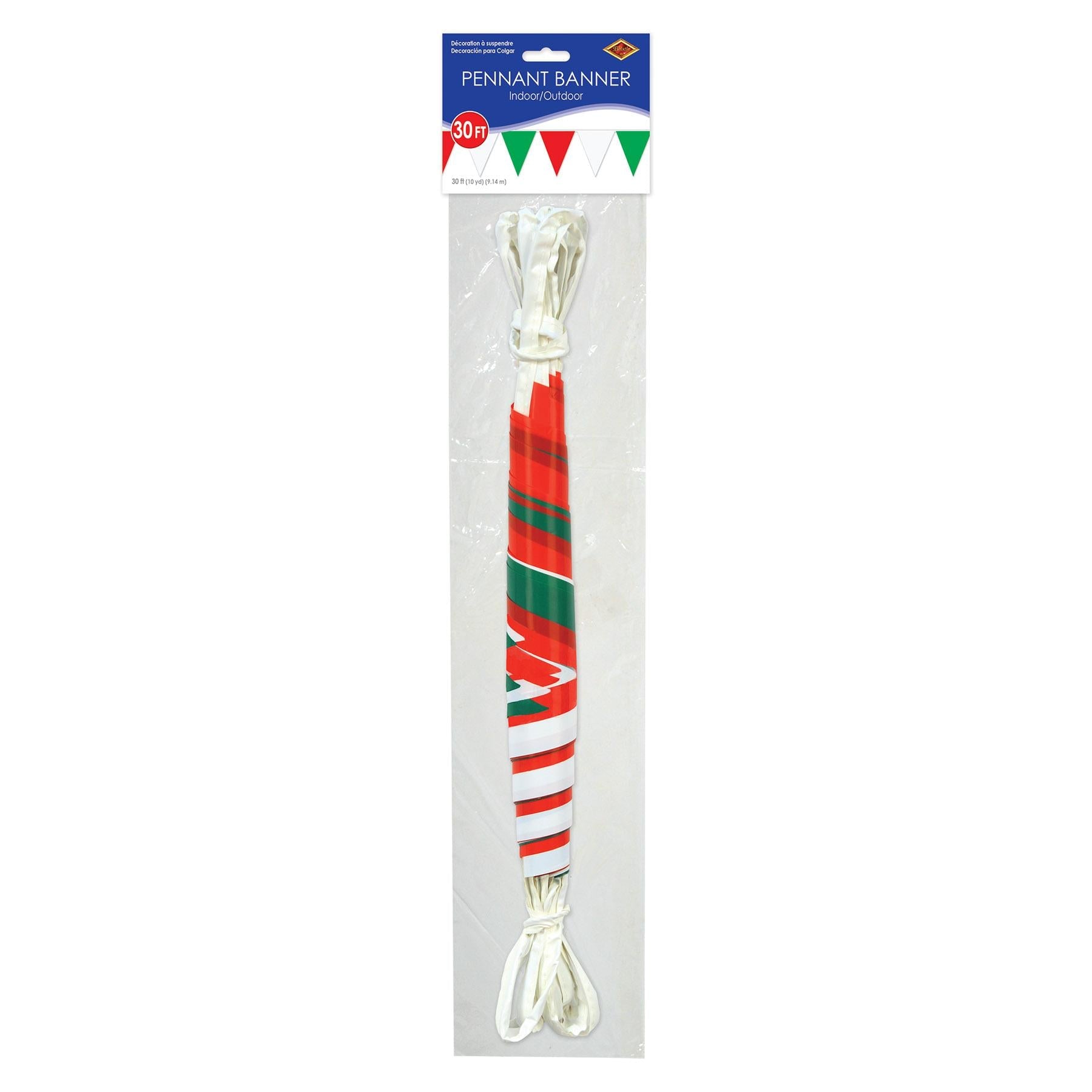 12 Pack Beistle 30 ft. Red White Green Party Pennant Banner - Perfect for Christmas, Birthday, Graduation & Holiday Decorations