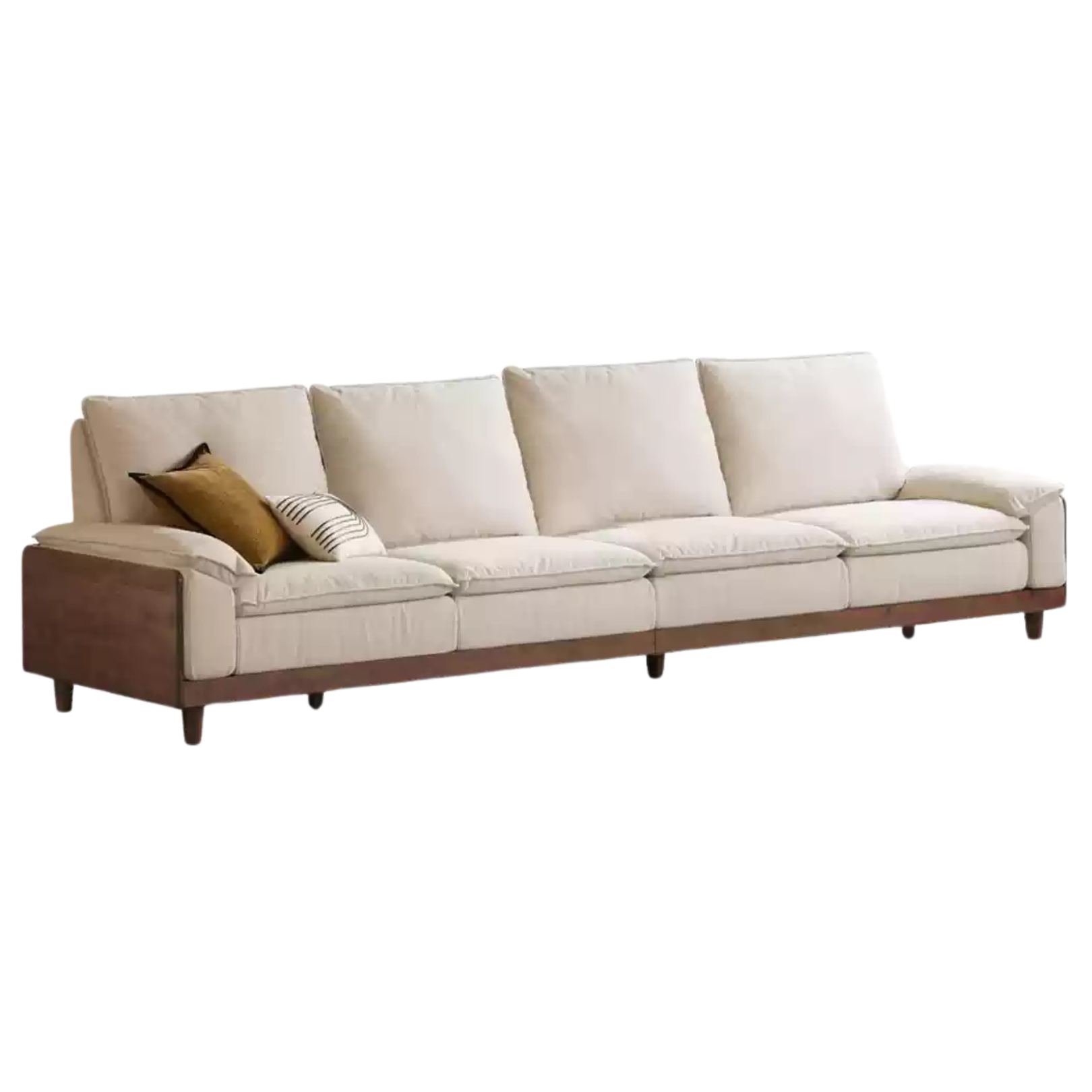 Premium Black Walnut & Ash Solid Wood High Back Sofa - Modern Farmhouse Living Room Furniture for Comfortable Seating & Relaxation - Perfect for Home, Office, or Lounge Areas
