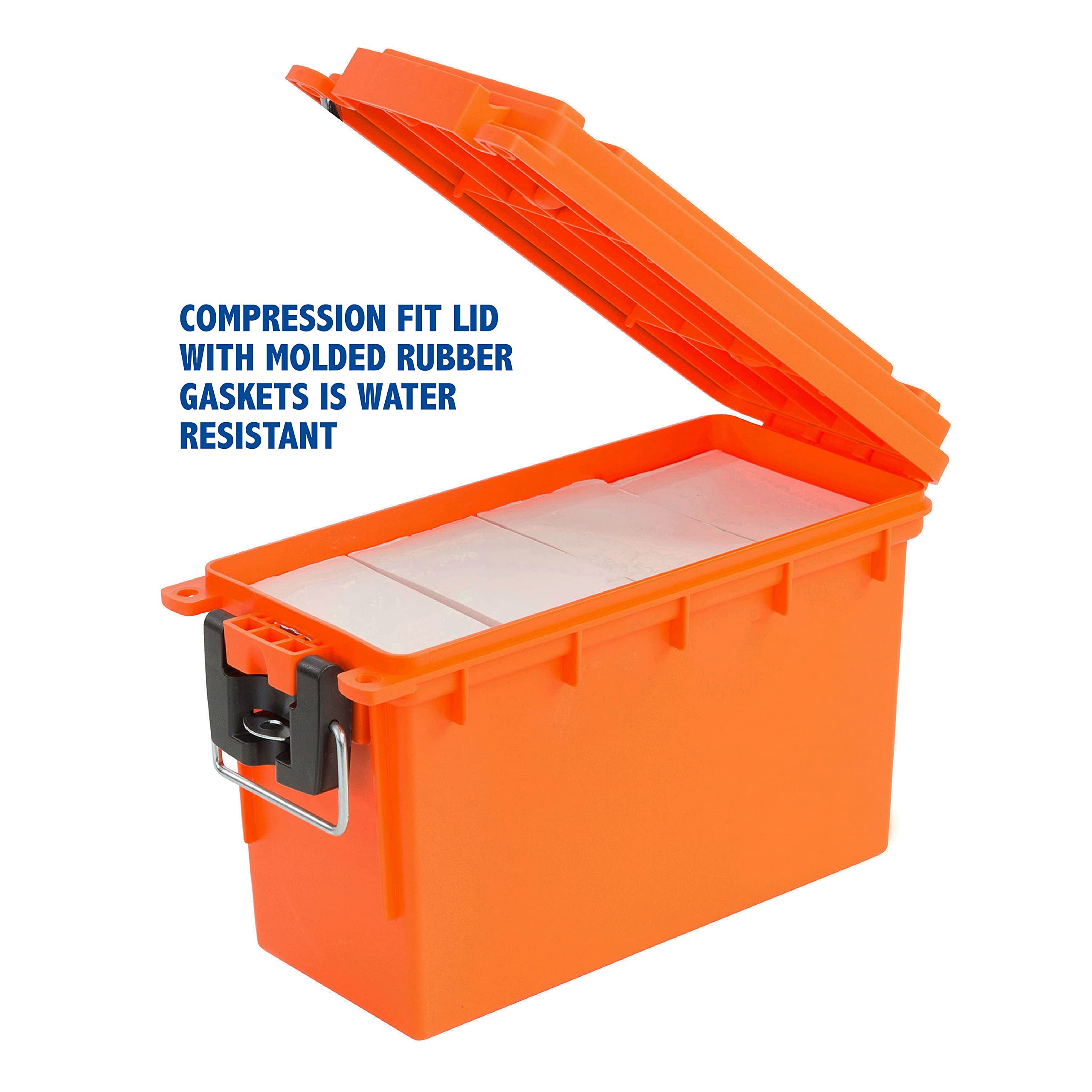 Sheffield 12680 Orange Marine Storage Box - Waterproof Ammo Storage Container with 3 Locking Options for Boating, Camping & Outdoor Gear Organization