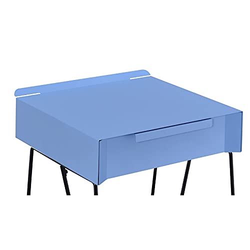 BOWERY HILL Modern Blue Metal Nightstand with 1 Drawer - Perfect for Bedroom, Living Room & Office Side Table