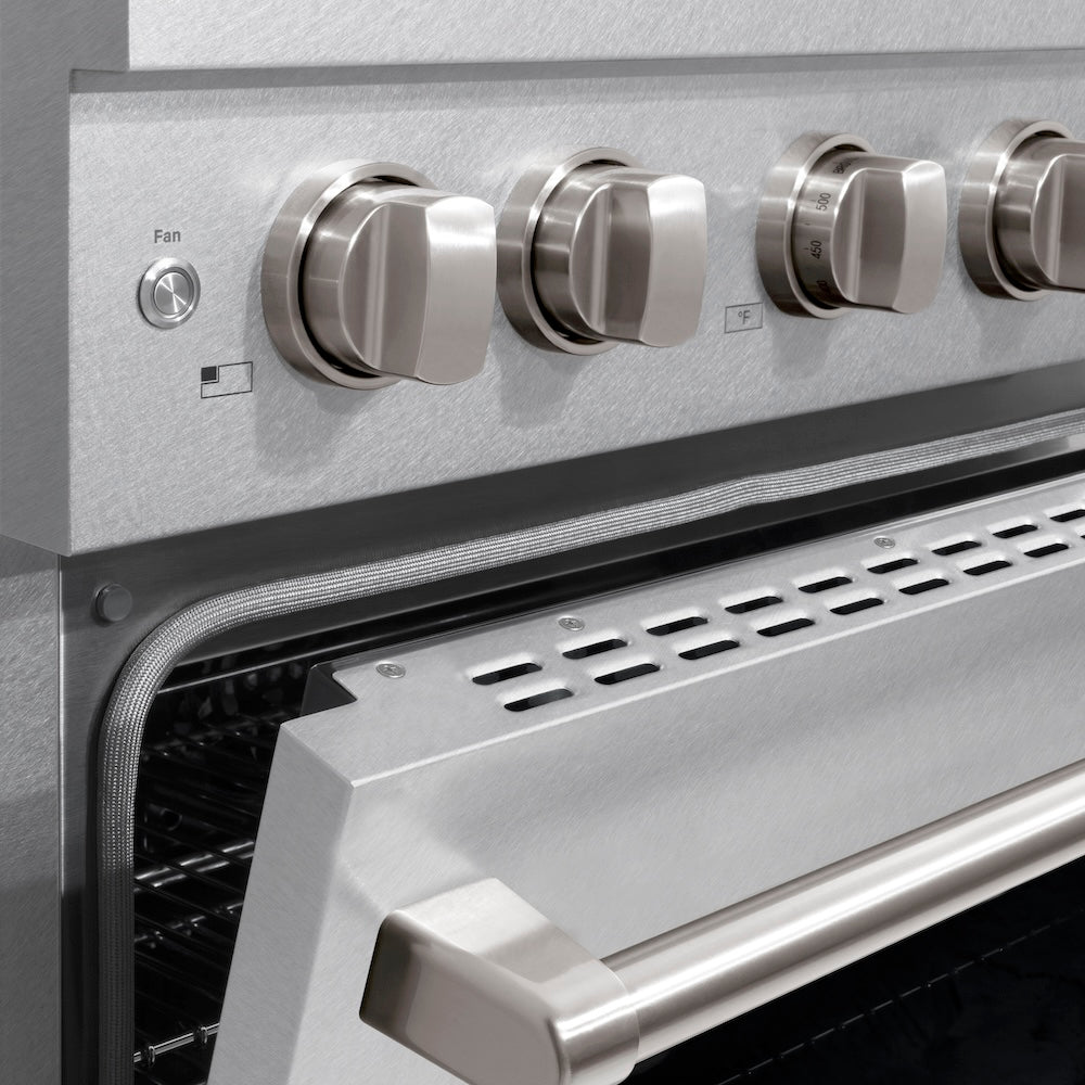 ZLINE 30 Inch 4.2 Cu. Ft. Paramount Gas Range with 4 Burner Cooktop & Convection Gas Oven - Satin Stainless Steel (SGRS 30) | Professional Kitchen Appliance for Home Chefs & Cooking Enthusiasts
