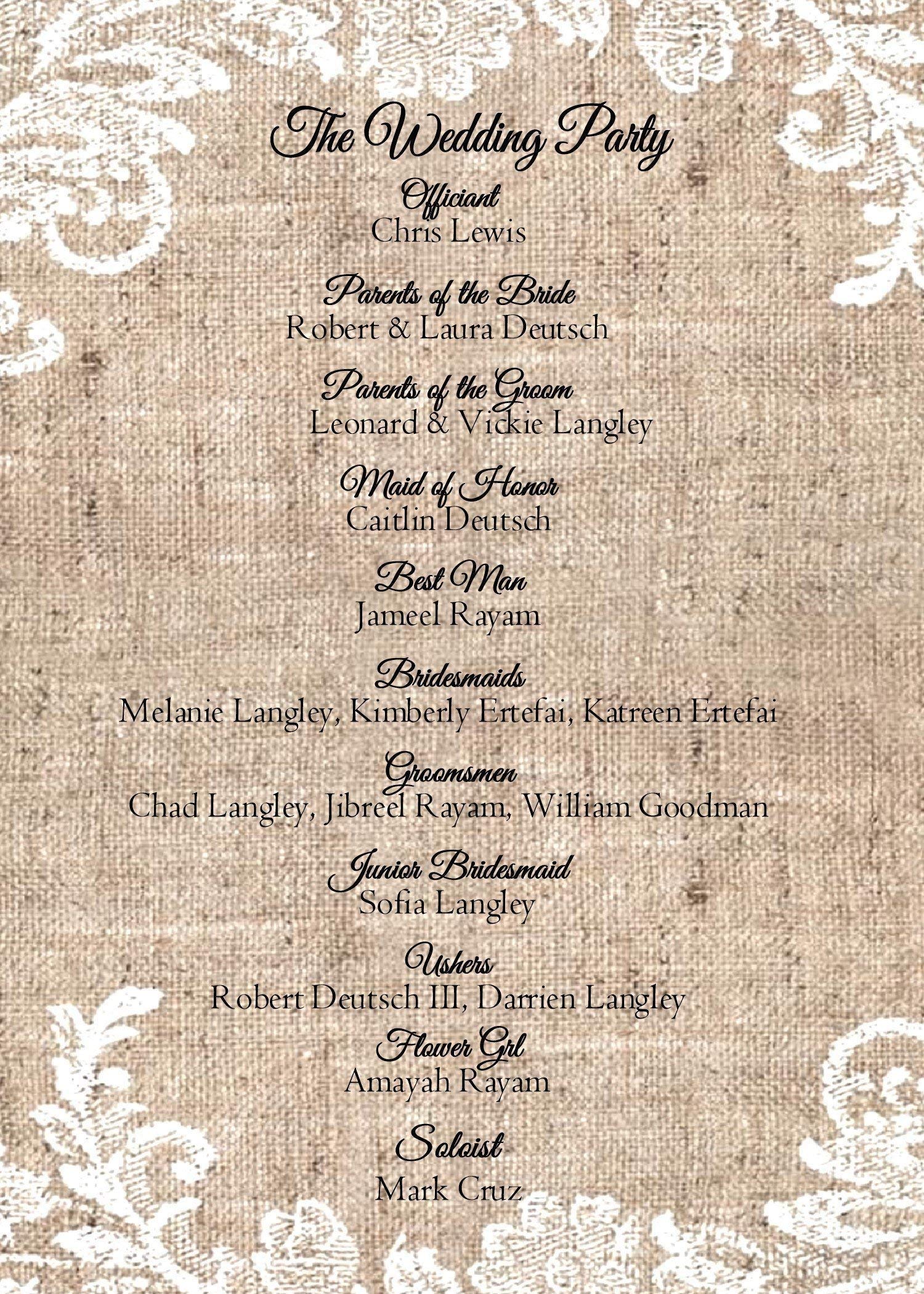 Personalized Wedding Fans for Guests - Rustic Burlap & Lace Program Fans Set of 10 - Perfect Wedding Favors for Outdoor, Beach, and Summer Weddings