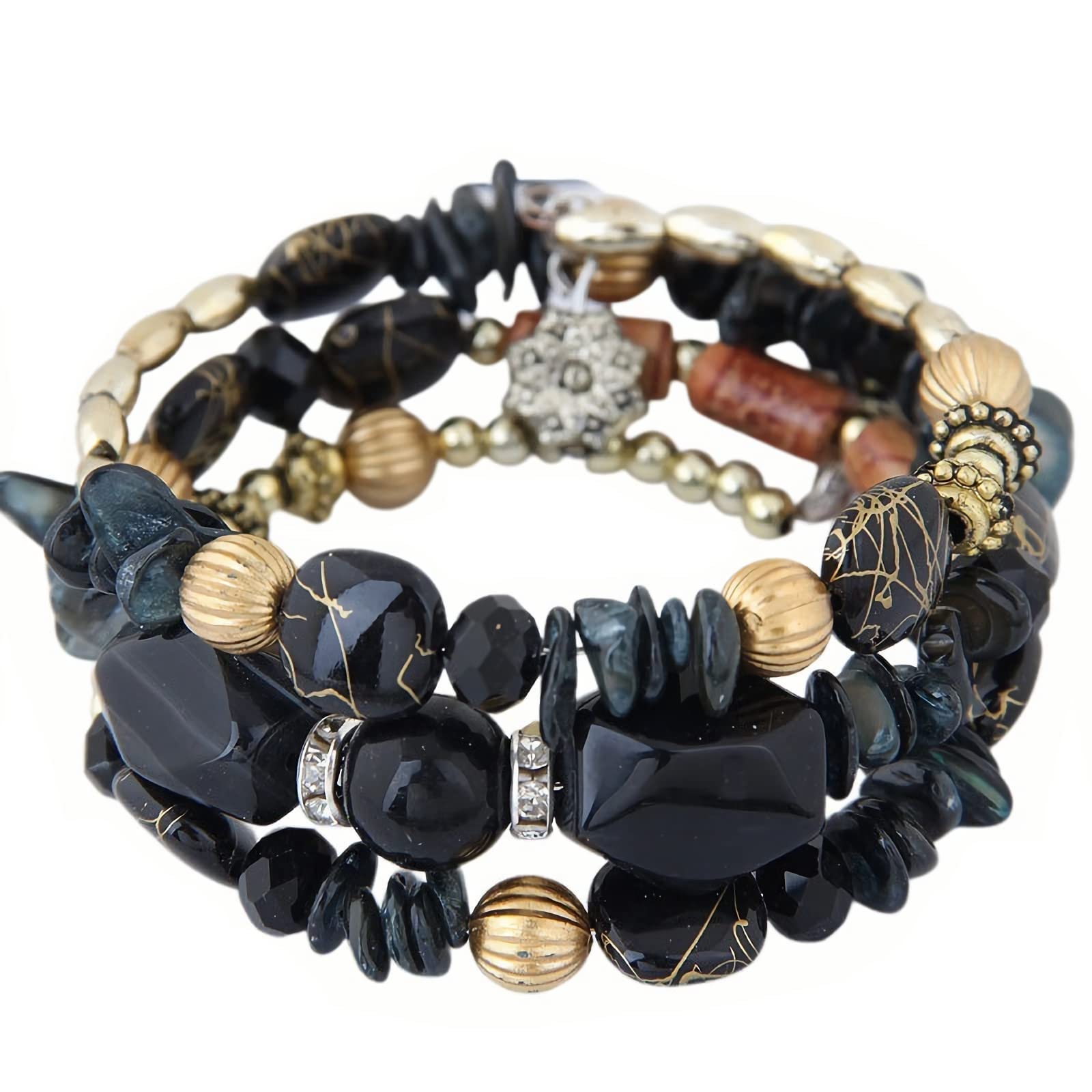 Boho Agate Beads Charm Bracelet for Women - Multilayer Irregular Vintage Jade Stone & Turquoise Ethnic Jewelry - Perfect for Yoga, Meditation, Boho Fashion & Festival Accessories