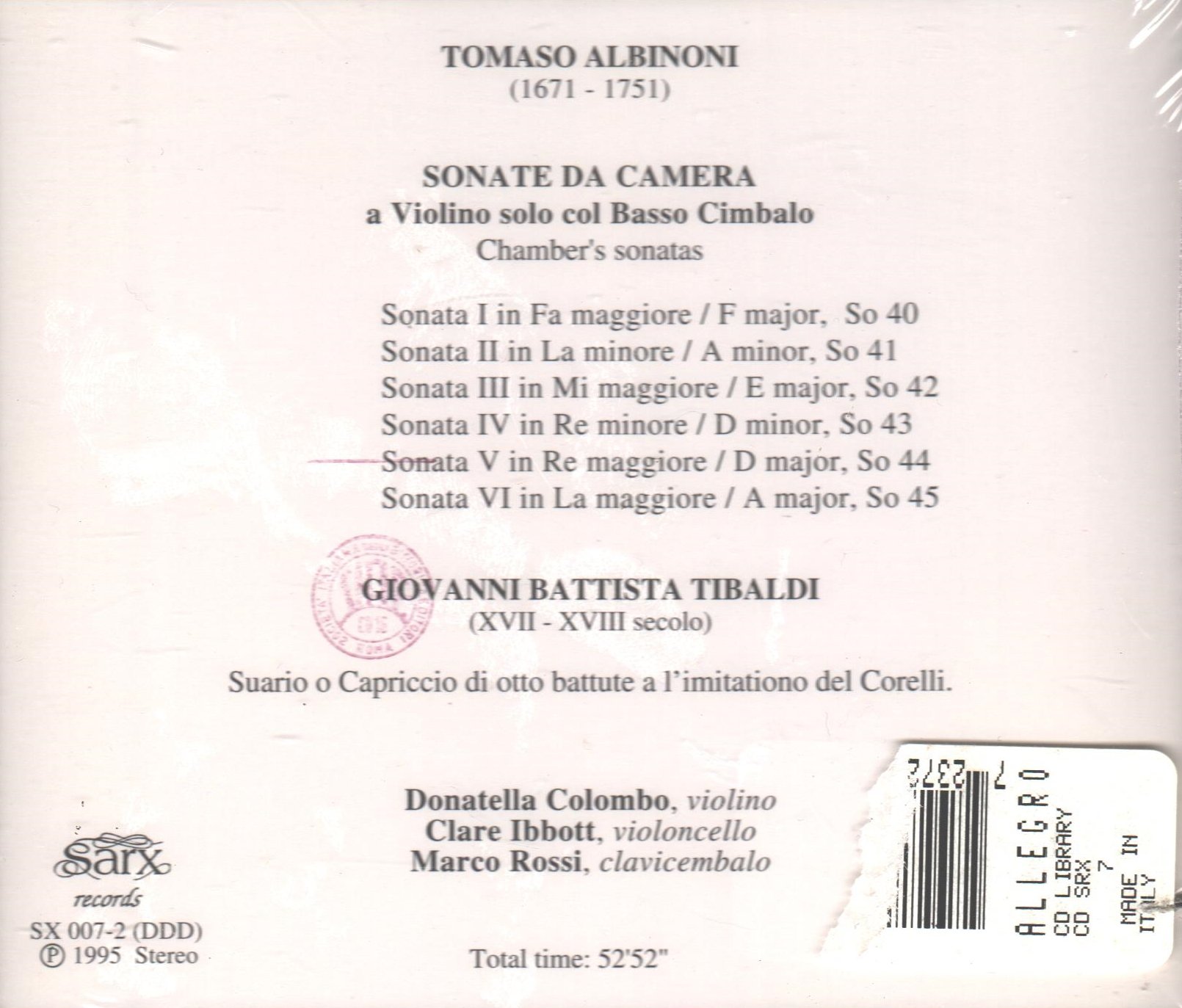 Sonate Da Camera - Baroque Chamber Music for Violin & Cello | Perfect for Classical Concerts, Wedding Ceremonies & Relaxation