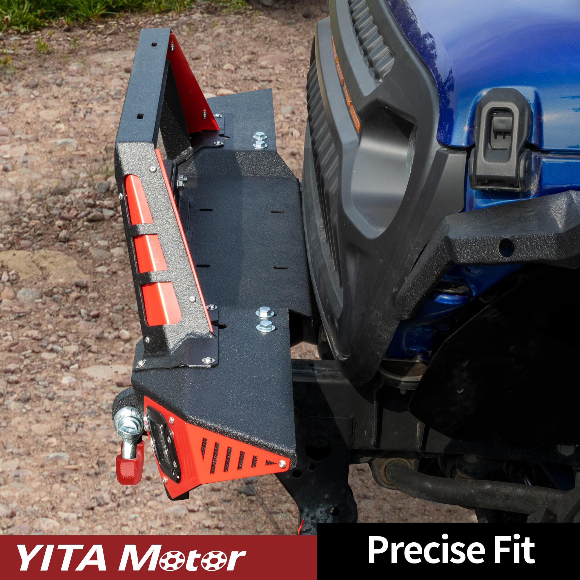 YITAMOTOR Front Bumper for 2018-2025 Jeep Wrangler JL & Unlimited, 2020-2025 Jeep Gladiator JT - Heavy Duty Winch-Ready Bumper with LED Light Mounts, D-Rings & License Plate Bracket | Perfect for Off-Roading, Overlanding & Jeep Modifications
