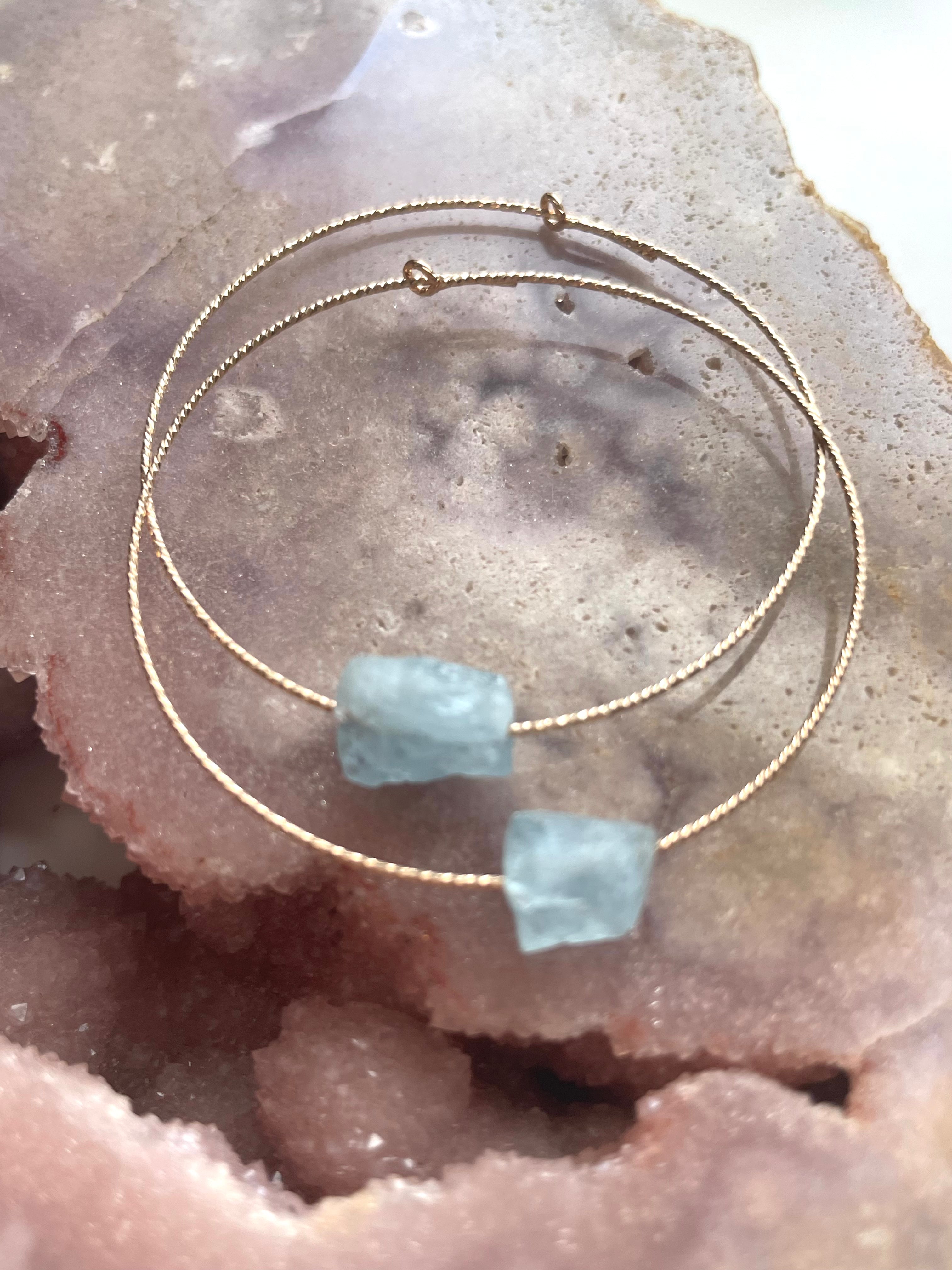 Elegant Raw Natural Aquamarine Hoop Earrings - 14K Gold Filled or 925 Sterling Silver - Perfect for Weddings, Date Nights & Special Occasions