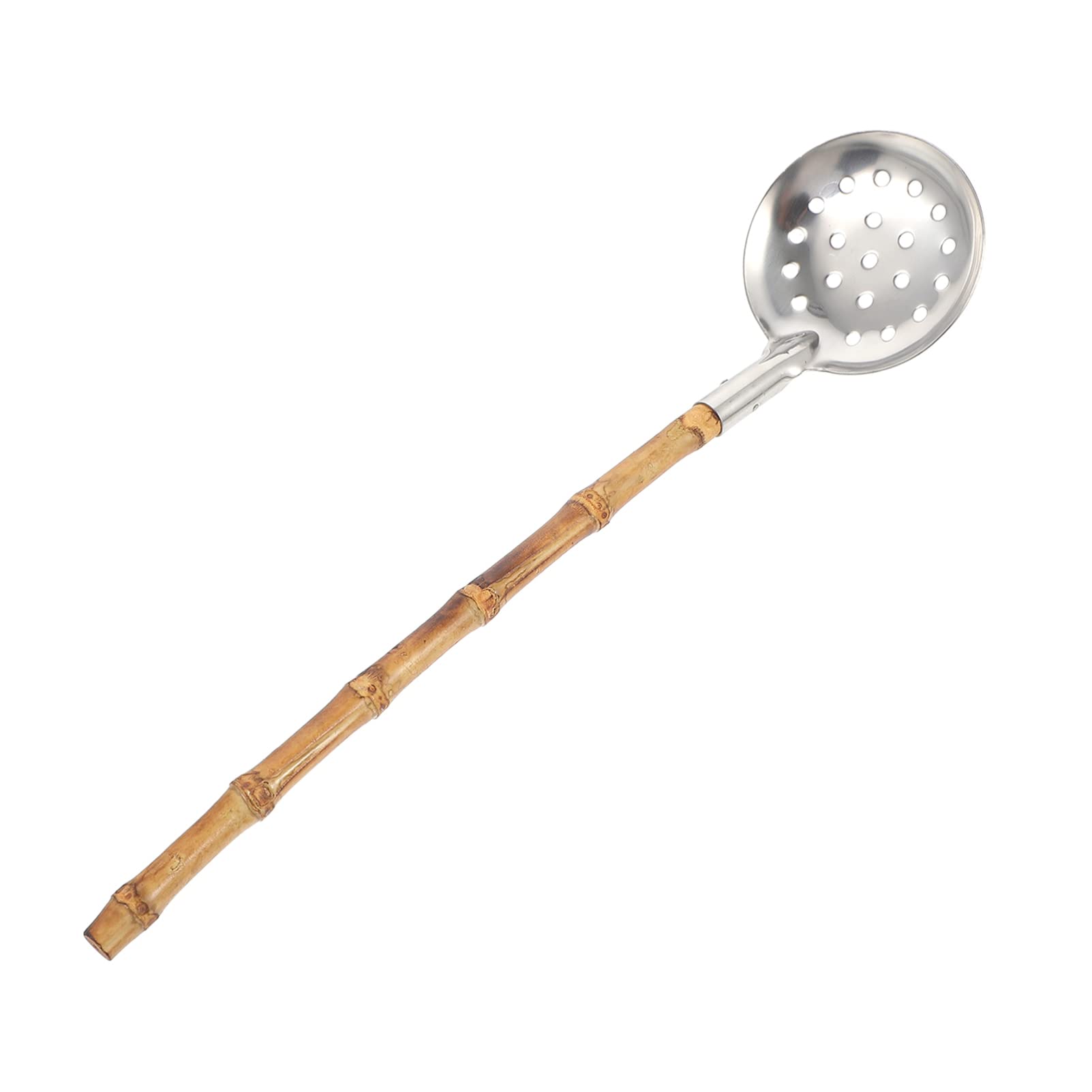 Premium Wooden Hot Pot Spoon & Stainless Steel Skimmer - 2-in-1 Long Handle Soup Spoon for Ramen, Pho & Asian Cooking | Japanese-Style Bamboo Utensil Set for Noodles, Dumplings & Hot Pot Dining