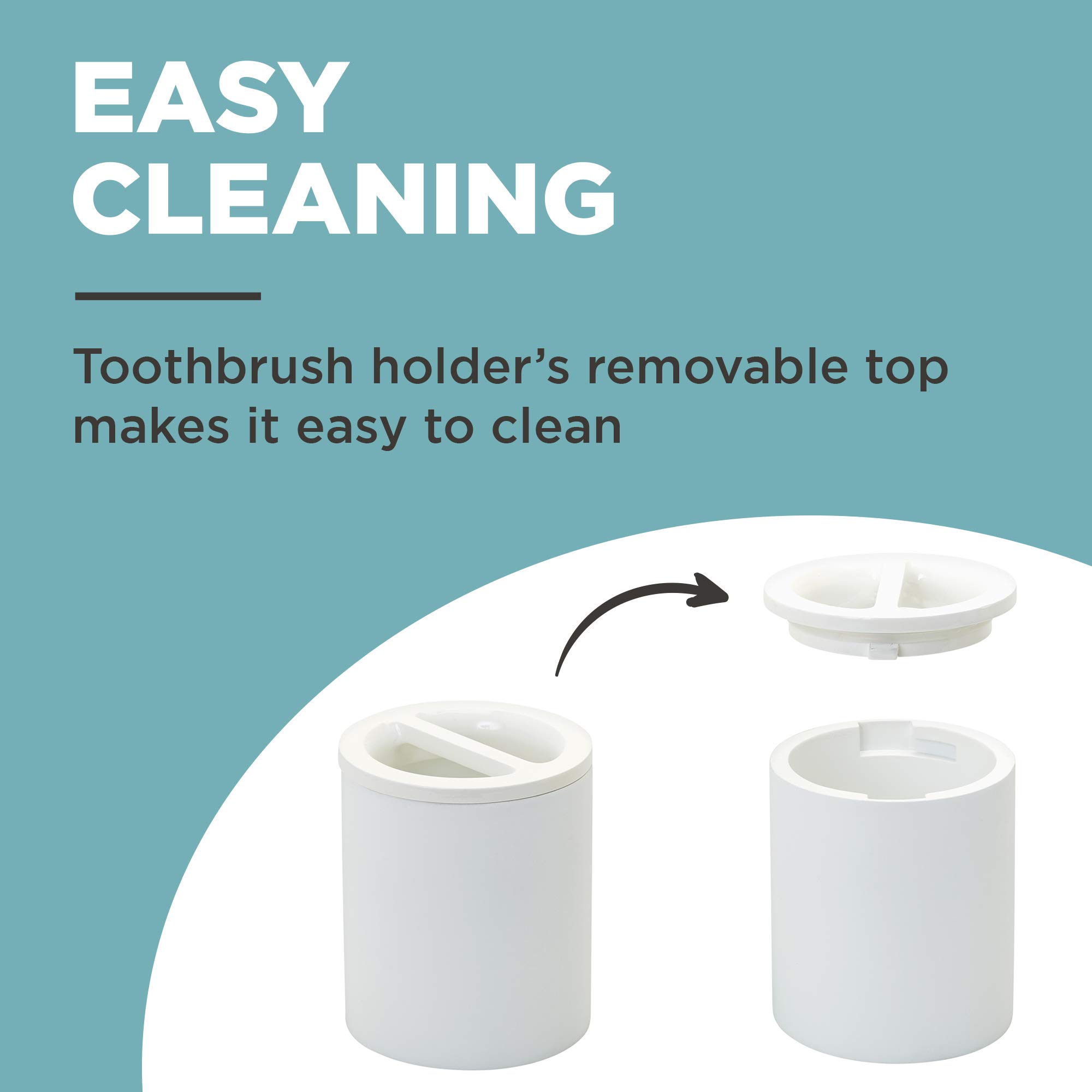 Zenna Home 3-Piece Smart Bathroom Accessory Set - White Toothbrush Holder, Soap Dispenser & Soap Dish | Modern Vanity Organizer for Home & Hotel Bathroom Decor