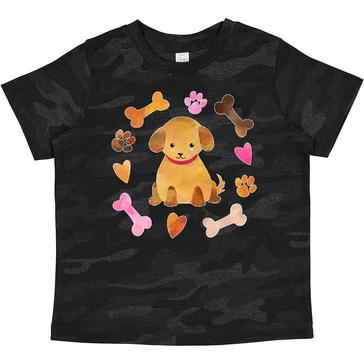 Inktastic Cute Puppy Valentine with Hearts and Bones Baby T-Shirt - Adorable Pet Lover Outfit for Valentine's Day, Birthday & Family Photos