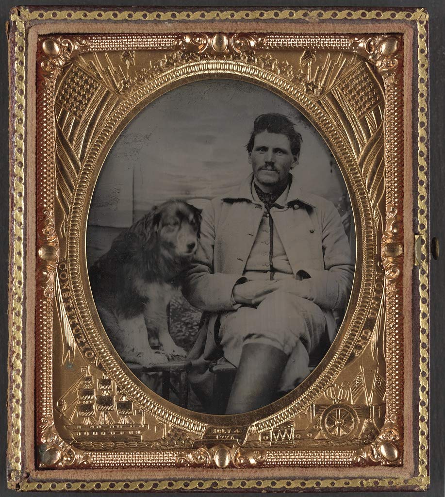 Union Soldier with Dog and Woman - Civil War Canvas Wall Art Print (20