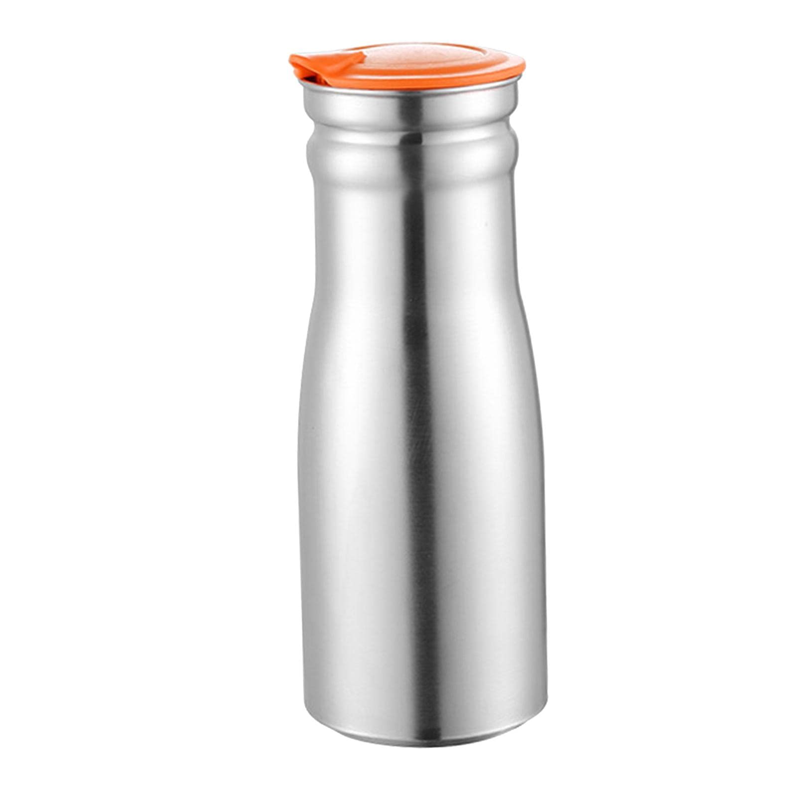 1L Stainless Steel Cold Water Kettle with Lid - Insulated Tea & Coffee Maker Jug, Orange - Perfect for Restaurants, Cafes & Outdoor Picnics