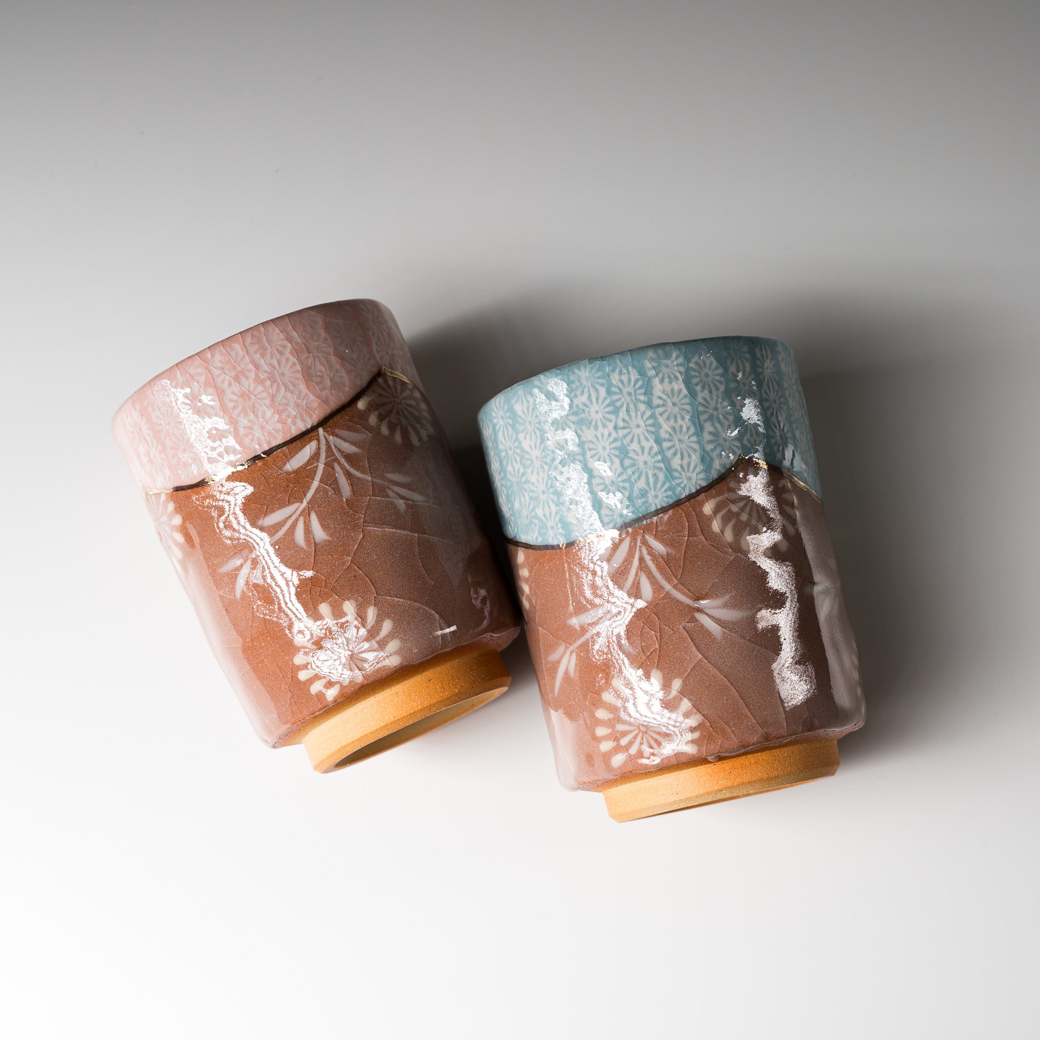 Handmade Kyoto Kiyomizu Ware Pair Tea Cups - Traditional Japanese Karakusa Pattern Ceramic Set for Matcha, Sencha & Tea Ceremonies