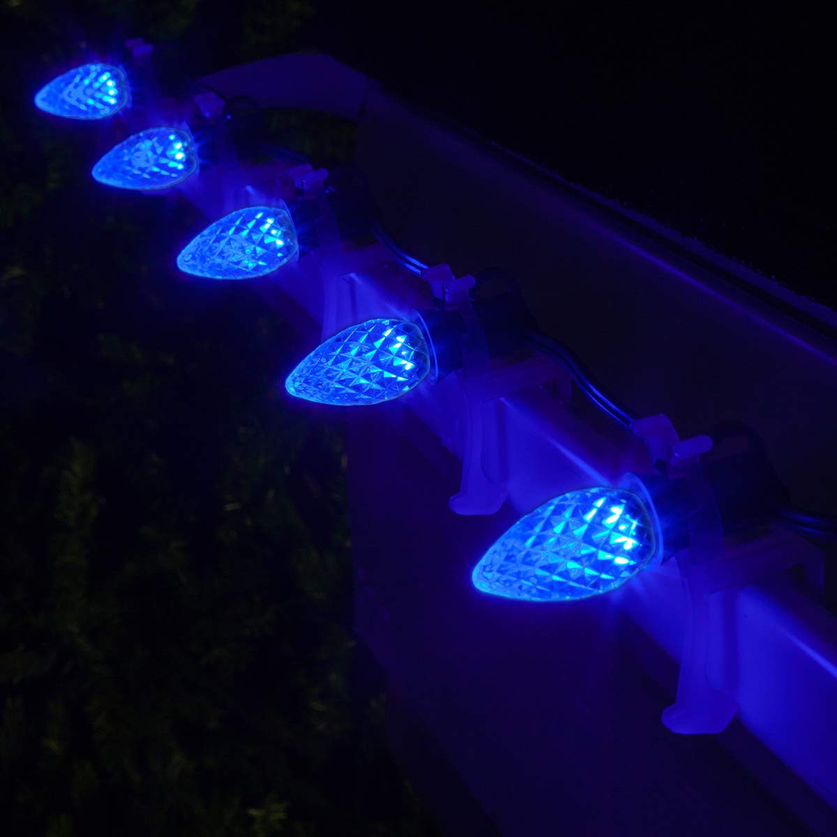 25-Pack Wintergreen C7 OptiCore LED Christmas Lights - Commercial Grade Blue Holiday String Lights with Green Wire for Outdoor & Indoor Decor